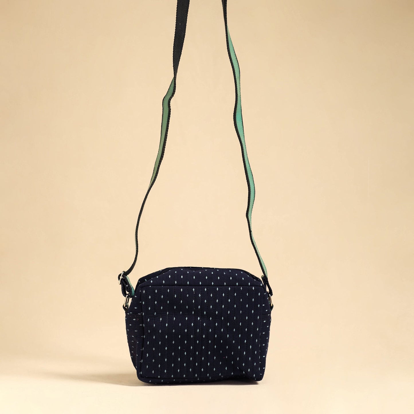 Blue - handmade jacquard sling bag 34 - handcrafted