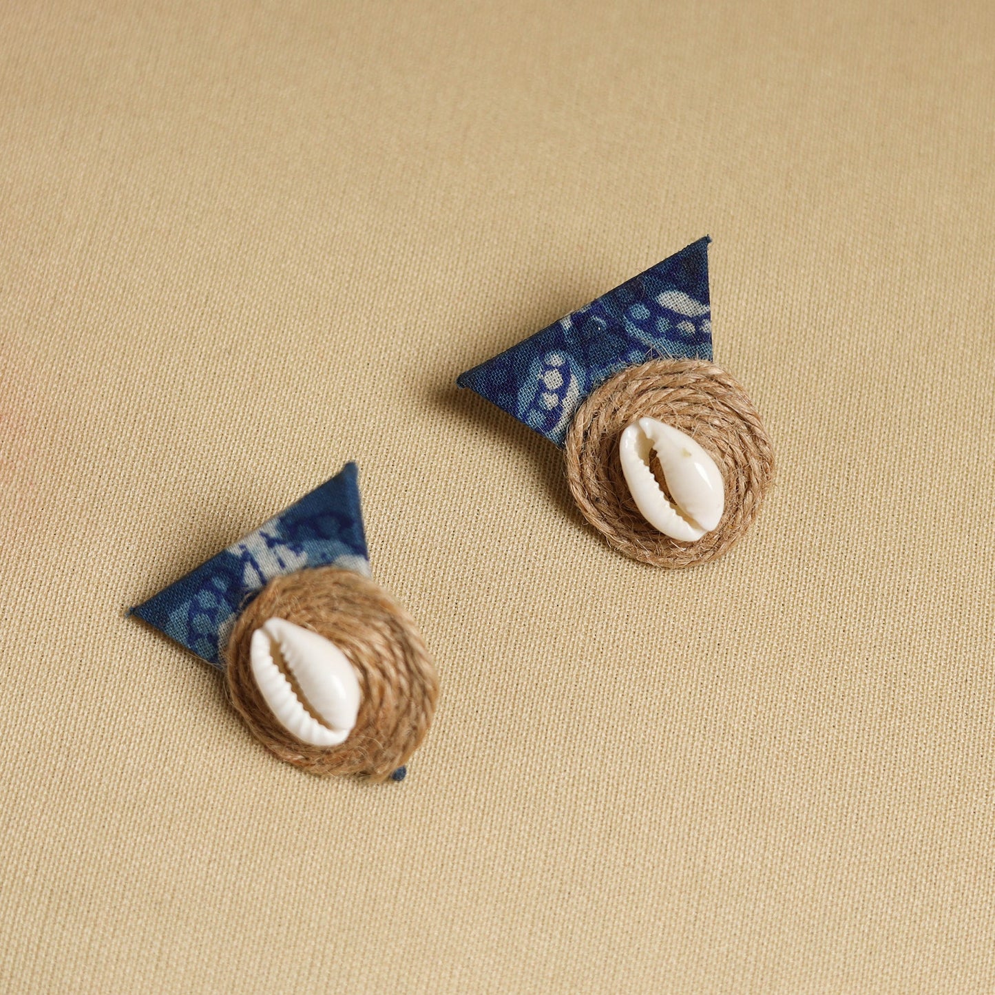 Blue Handmade Jute Fabart Necklace Set