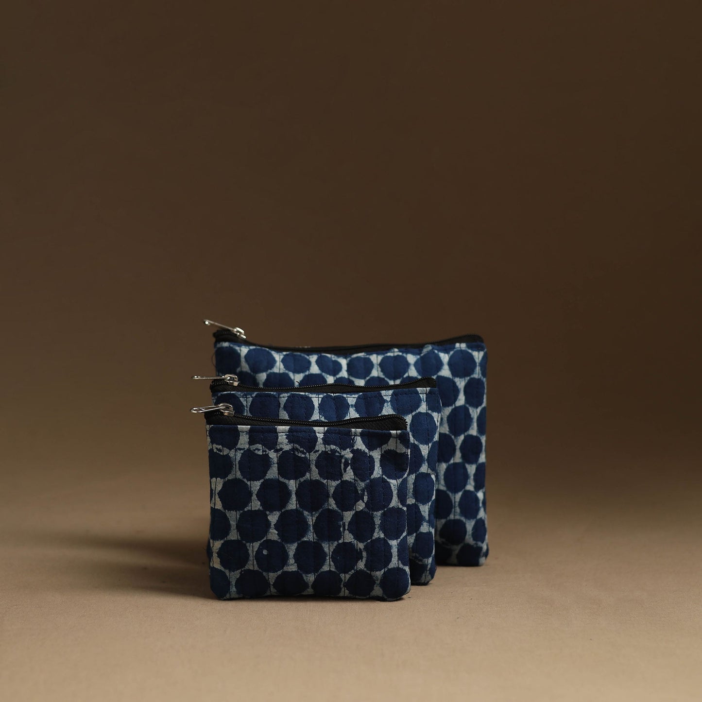 Blue Handmade Multipurpose Utility Pouches (set of 3)
