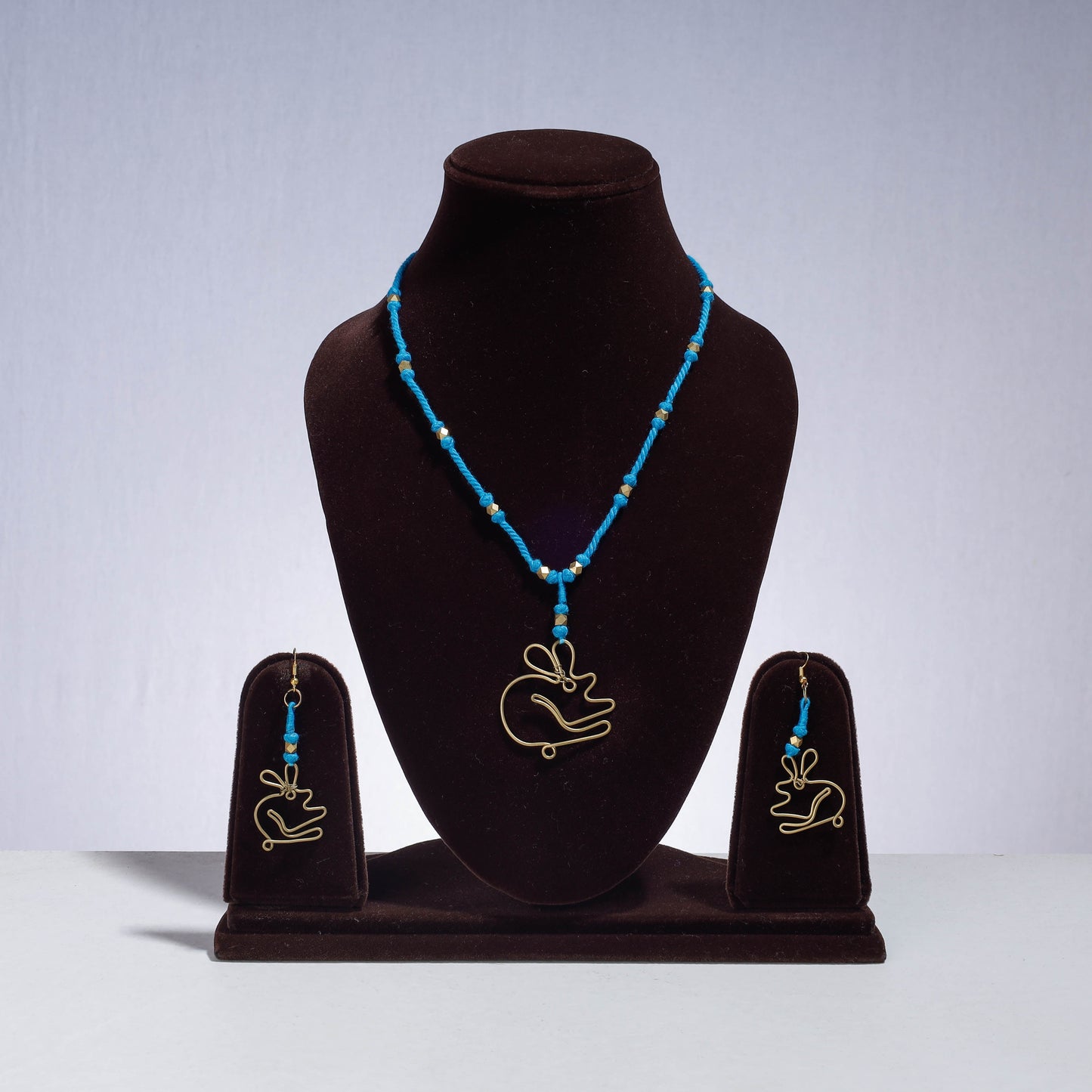 Handmade Patwa Threadwork Brass Necklace Set