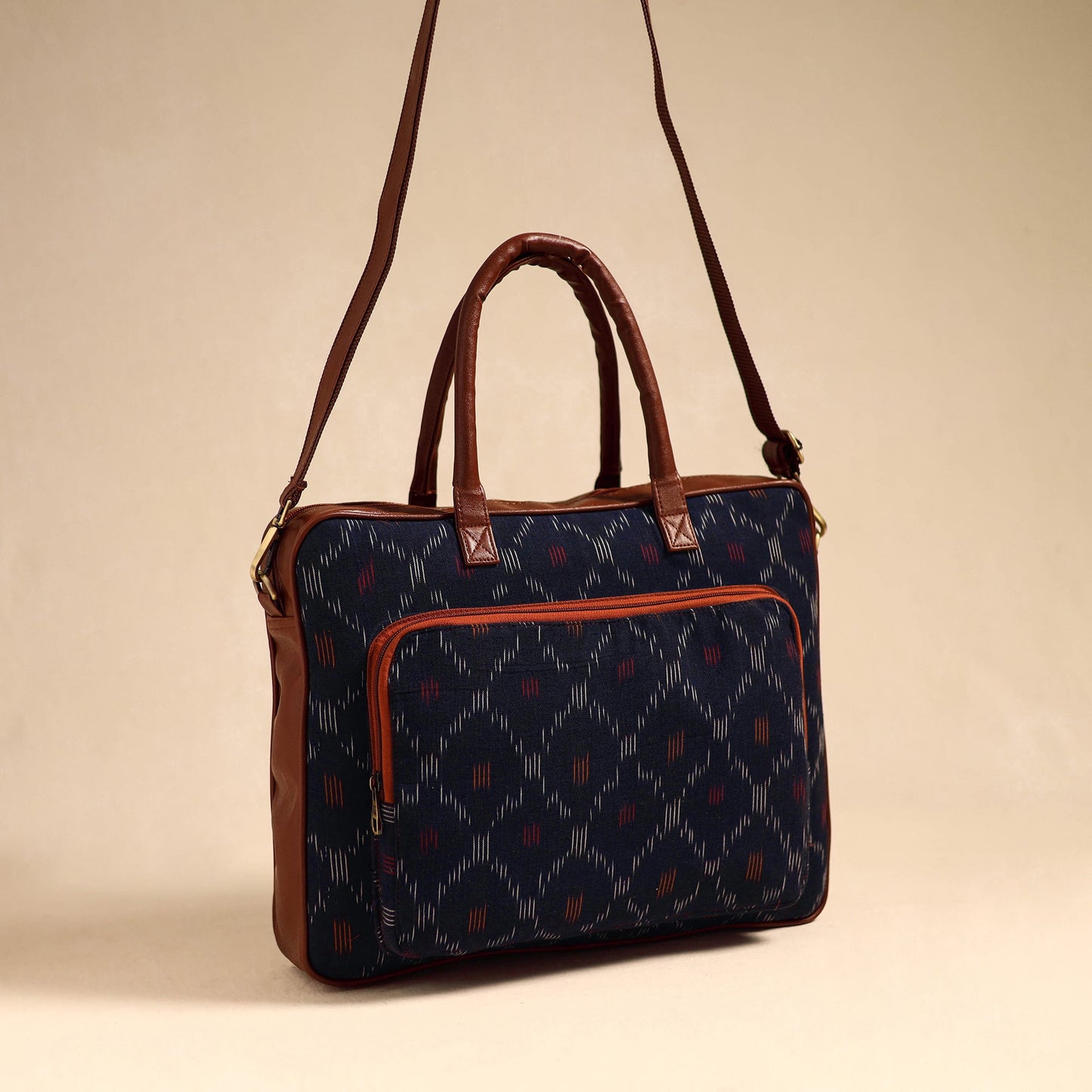 Blue Handmade Pochampally Ikat Laptop Bag