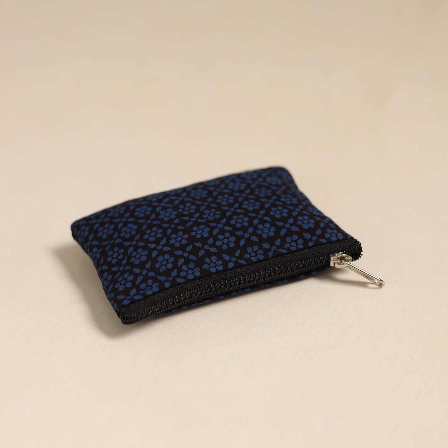 Blue Handmade Quilted Cotton Coin Pouch