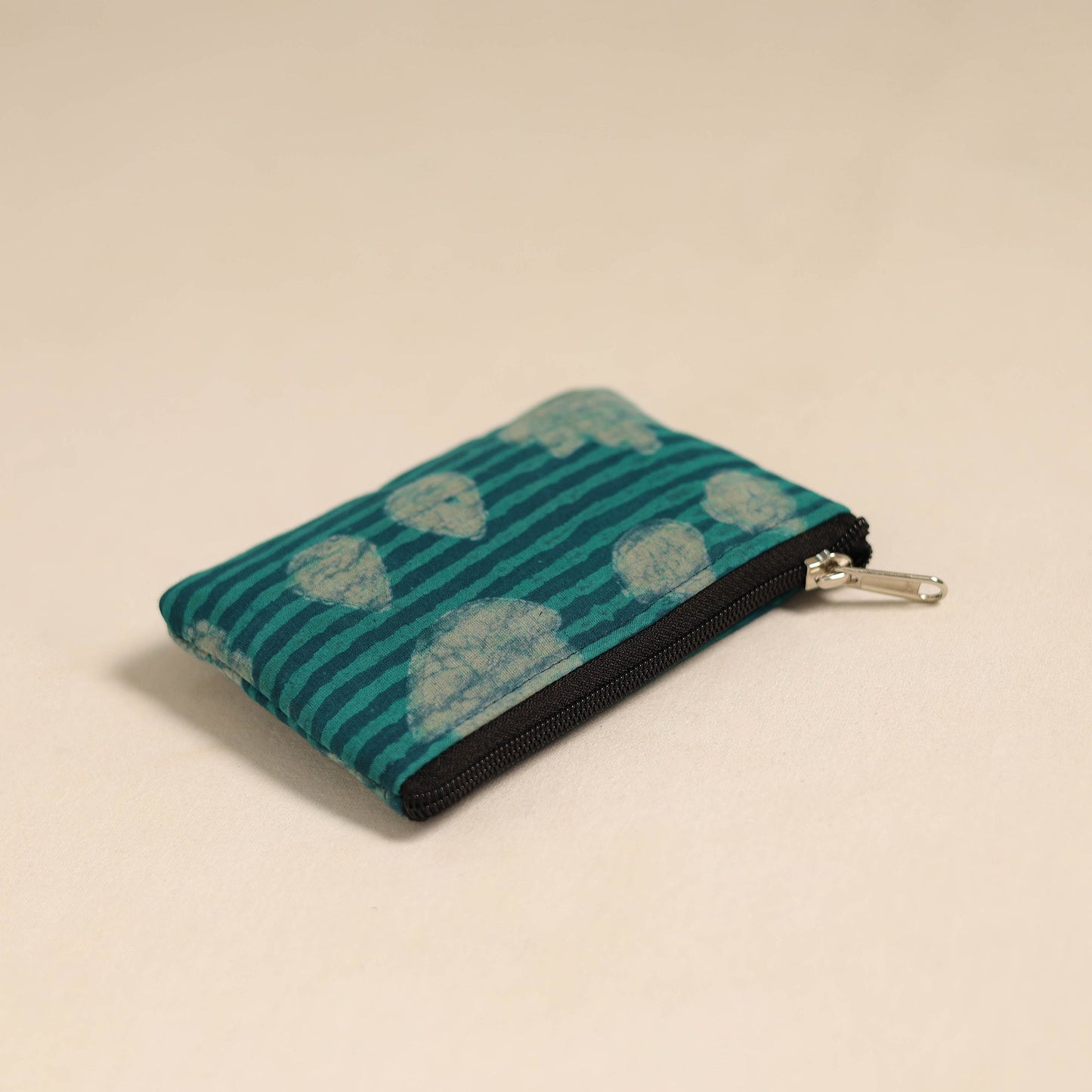 Blue Handmade Quilted Cotton Coin Pouch Online in India