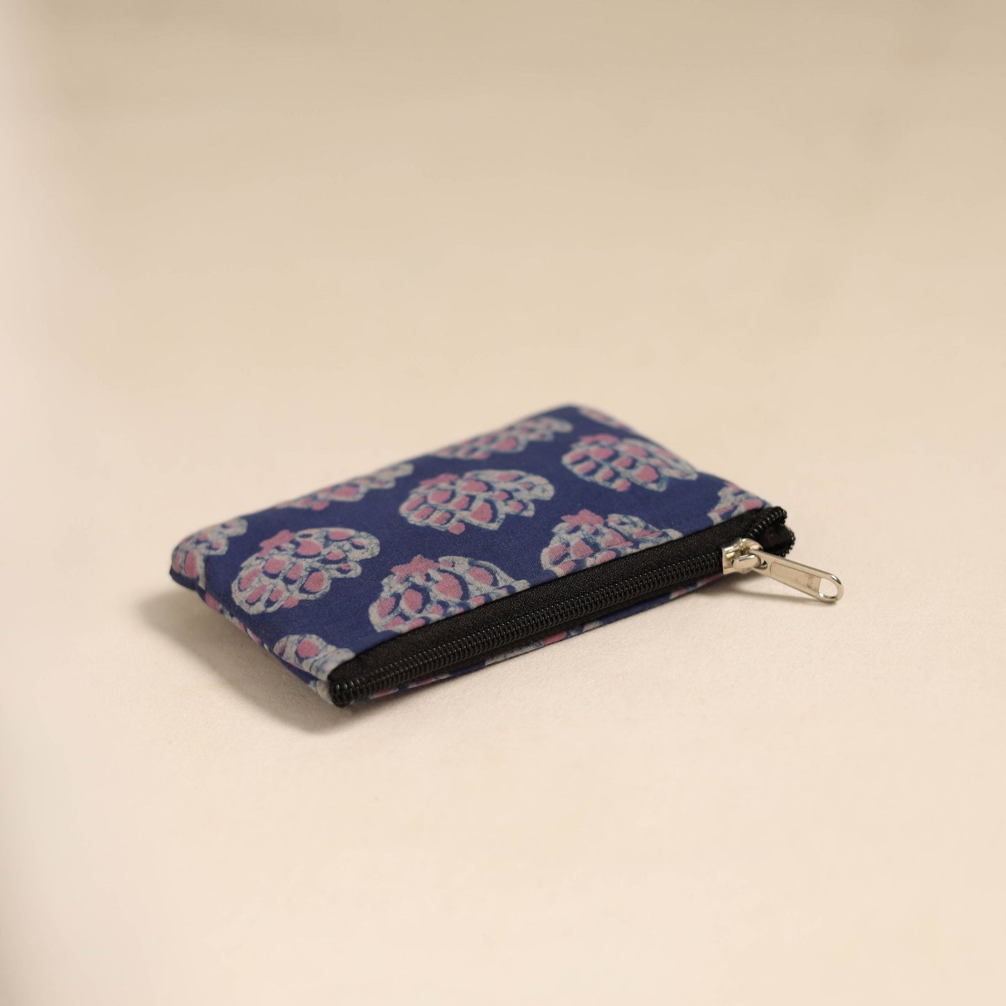 Blue Handmade Quilted Cotton Coin Pouch Online in India