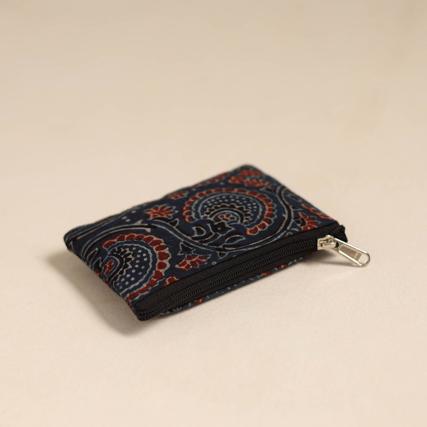 Blue Handmade Quilted Cotton Coin Pouch Online in India