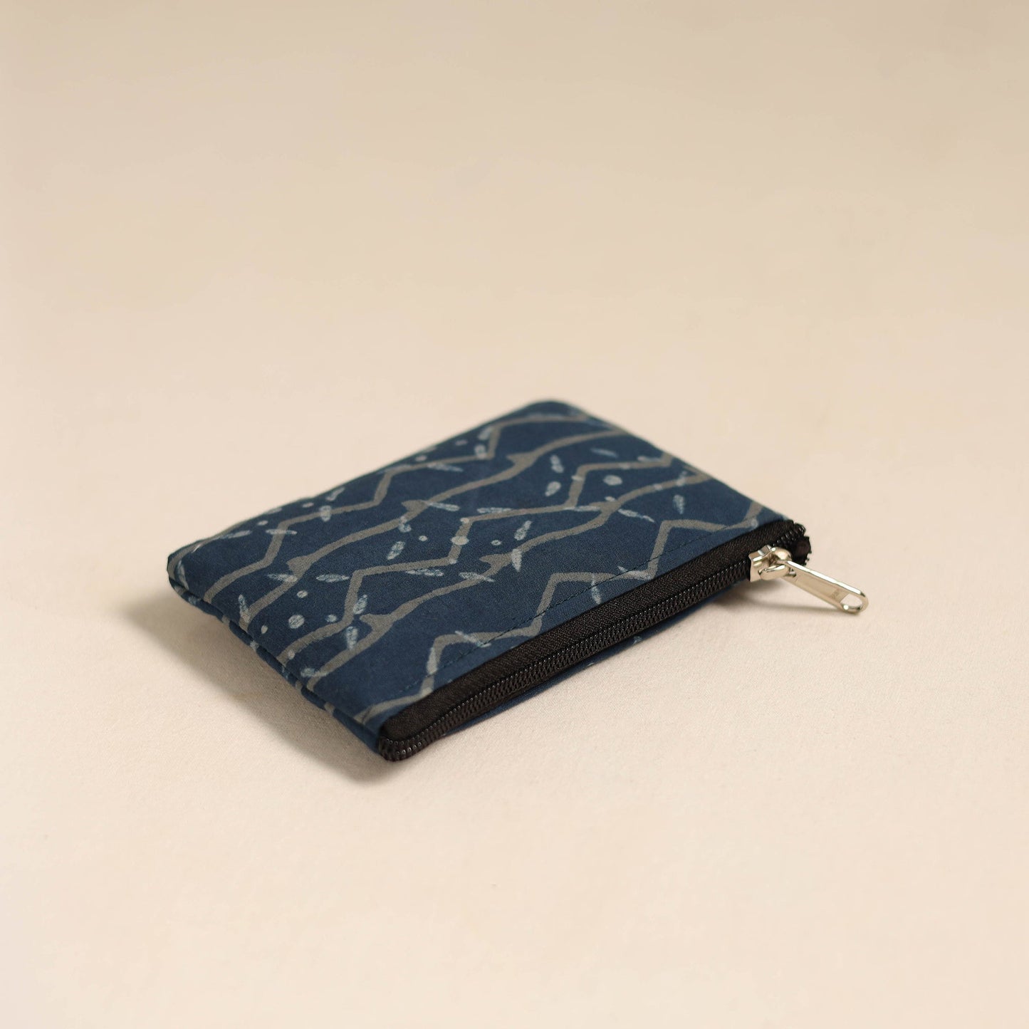 Blue Handmade Quilted Cotton Coin Pouch Online in India