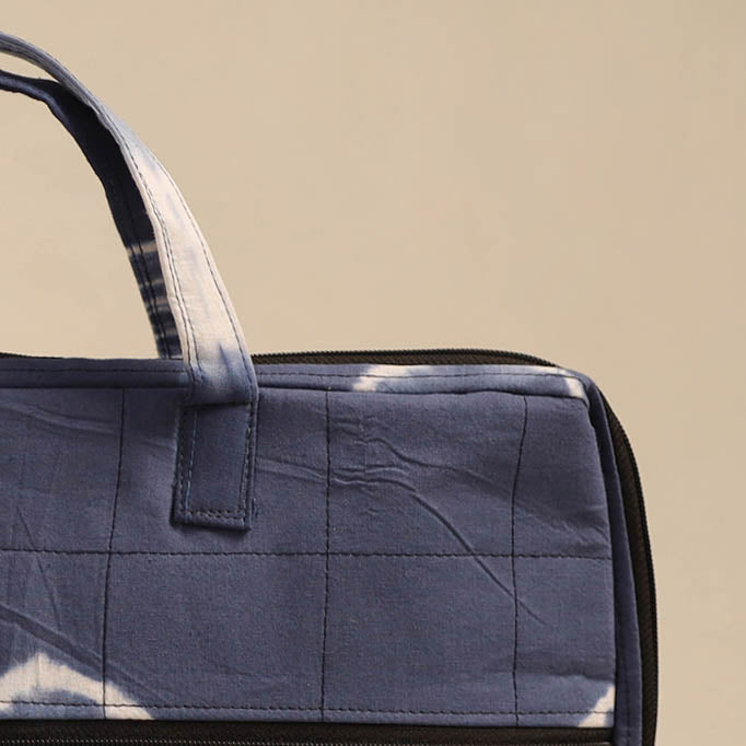 Shop Blue Handmade Quilted Cotton Laptop Bag