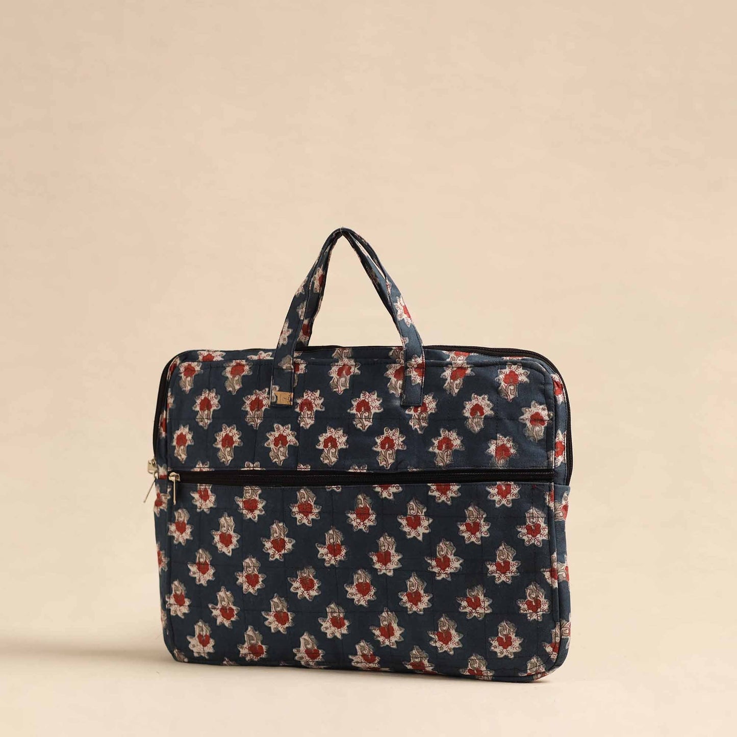 Blue Handmade Quilted Cotton Laptop Bag