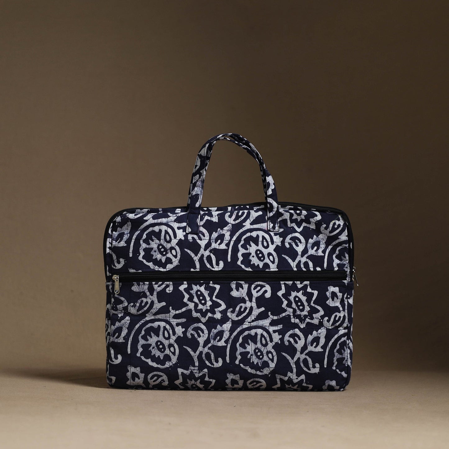 Blue Handmade Quilted Cotton Laptop Bag (13 x 16 in)