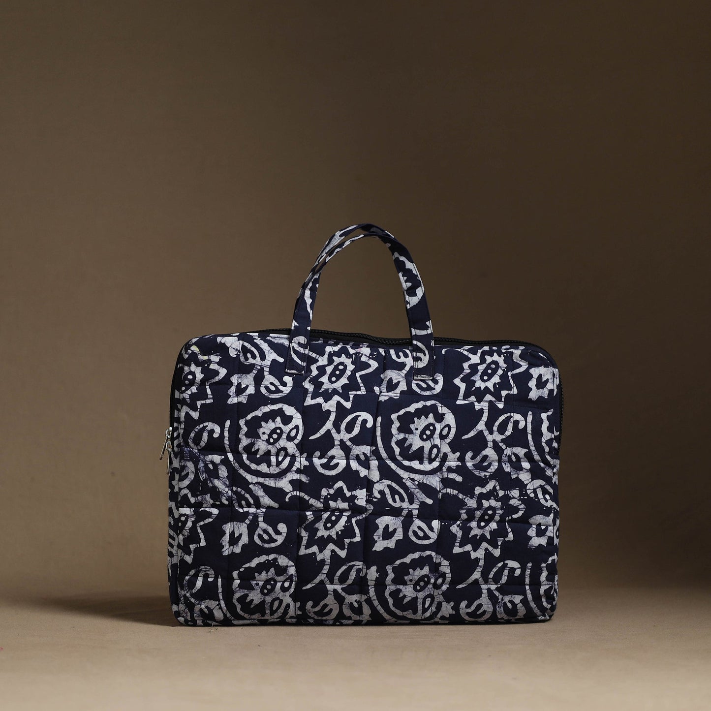 Blue Handmade Quilted Cotton Laptop Bag (13 x 16 in)
