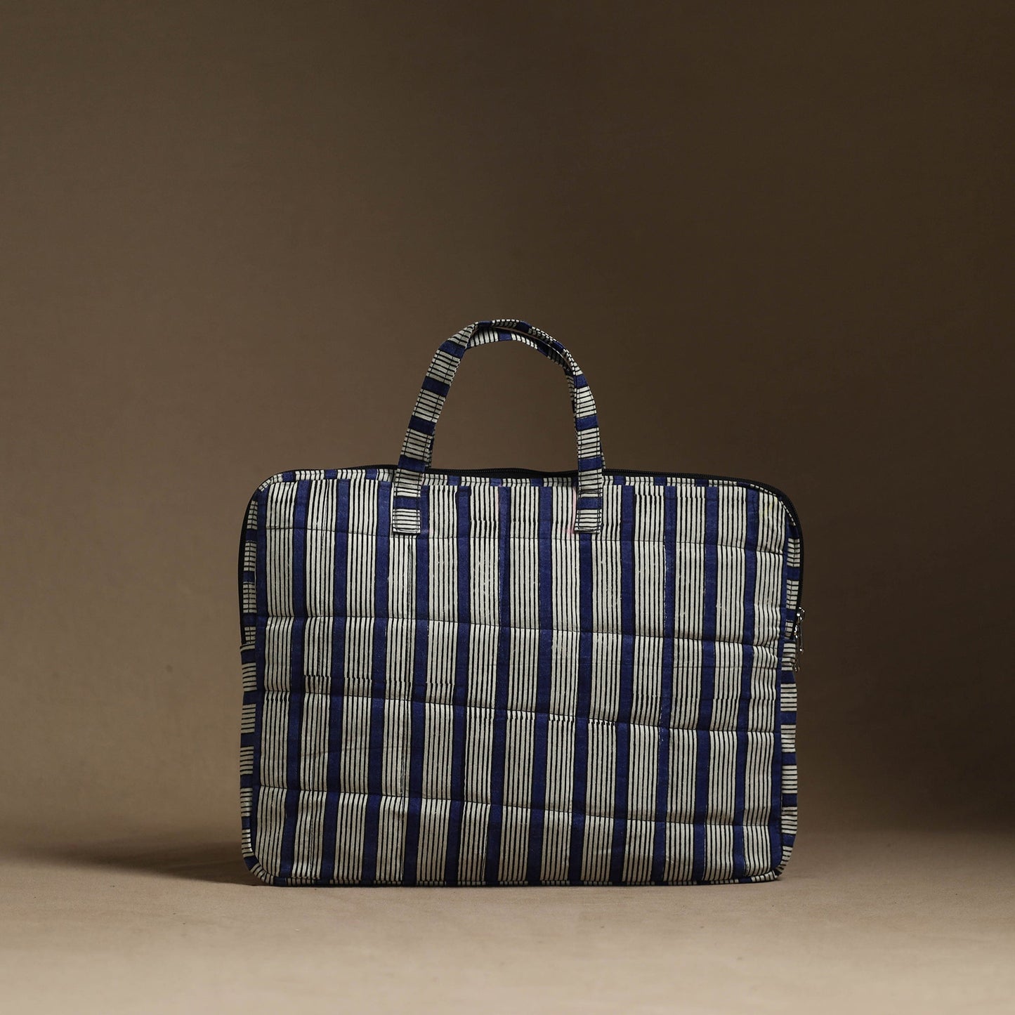 Blue Handmade Quilted Cotton Laptop Bag (13 x 16 in)