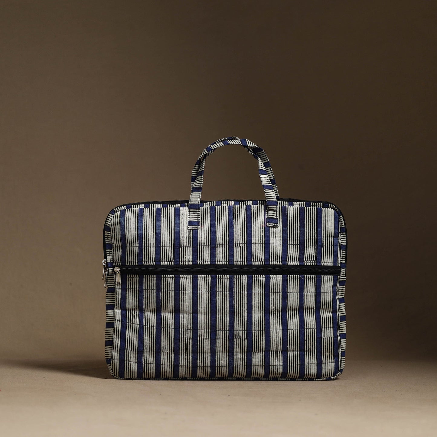 Blue Handmade Quilted Cotton Laptop Bag (13 x 16 in)