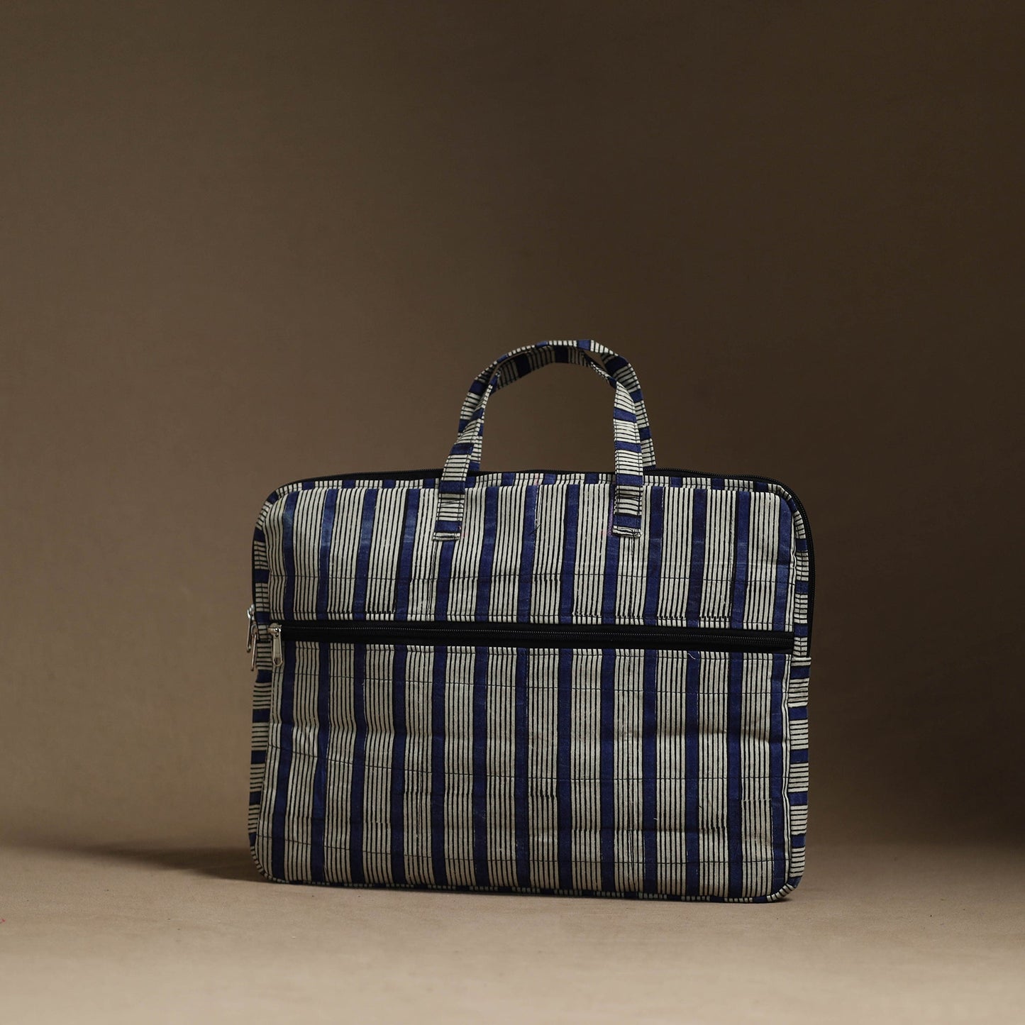 Blue Handmade Quilted Cotton Laptop Bag (13 x 16 in)