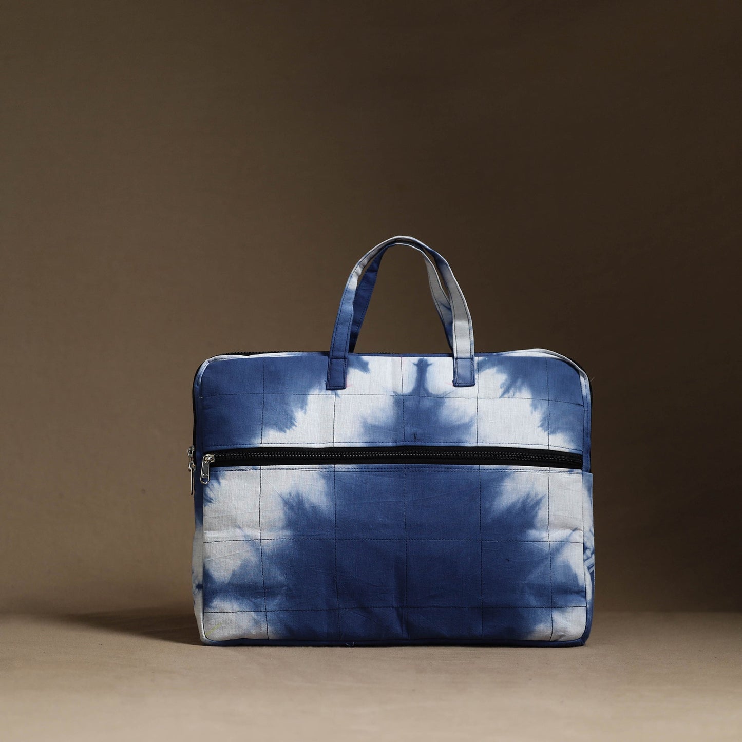 Blue Handmade Quilted Cotton Laptop Bag (13 x 16 in)