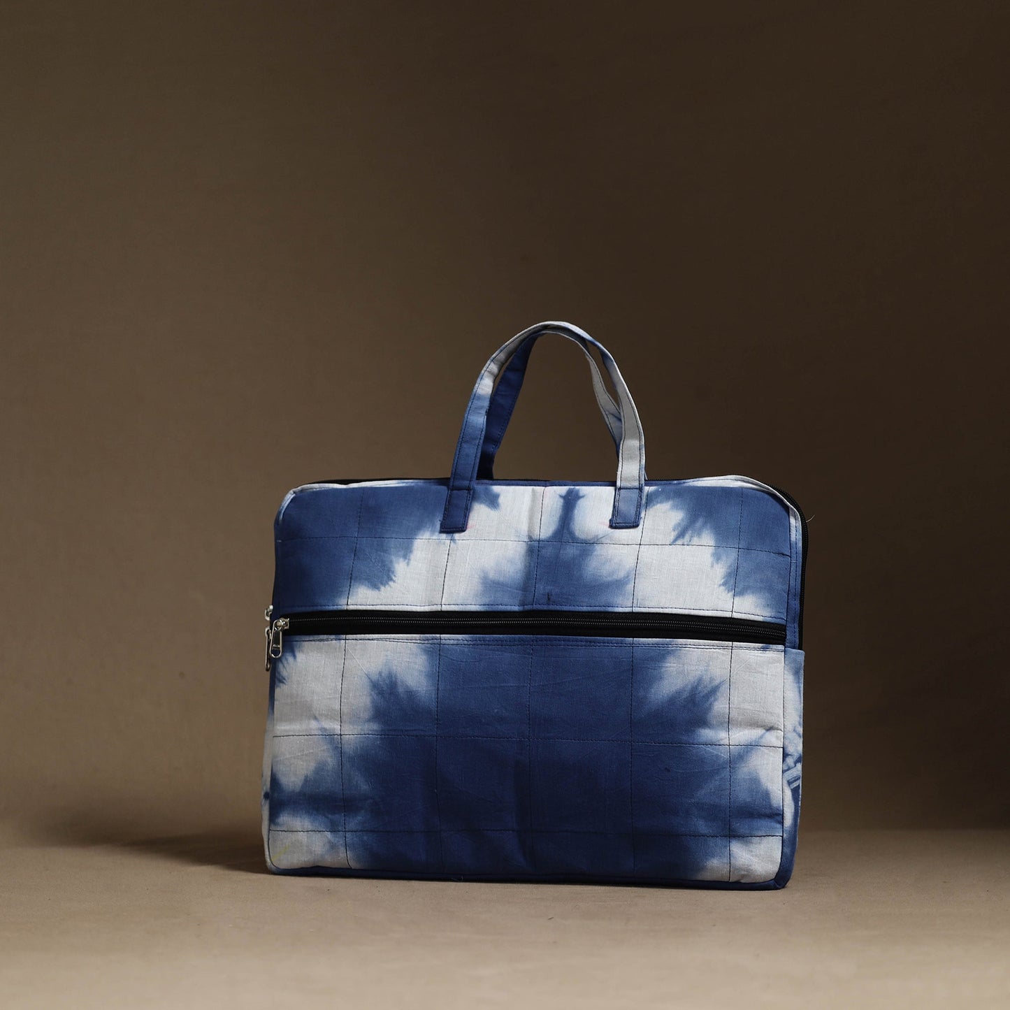 Blue Handmade Quilted Cotton Laptop Bag (13 x 16 in)
