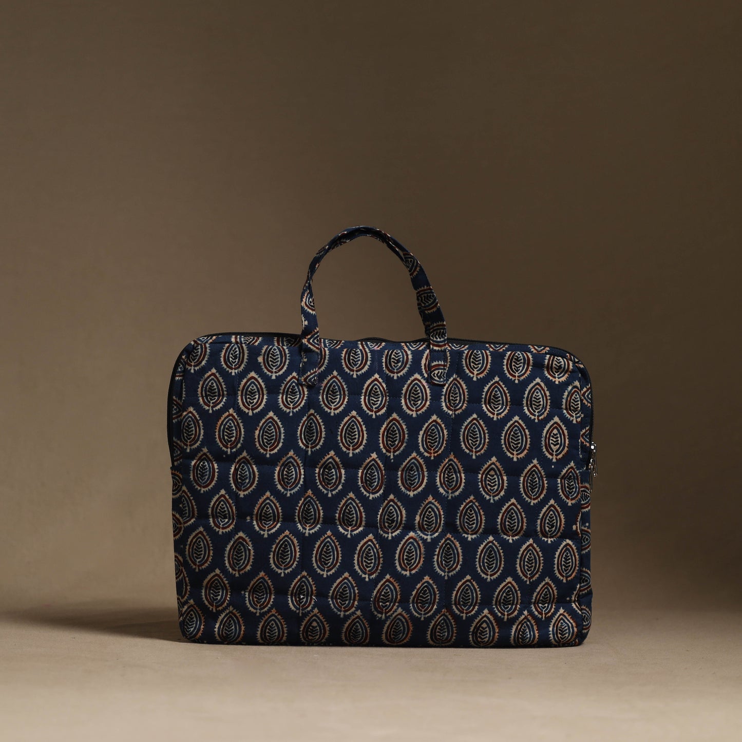 Blue Handmade Quilted Cotton Laptop Bag (13 x 16 in)
