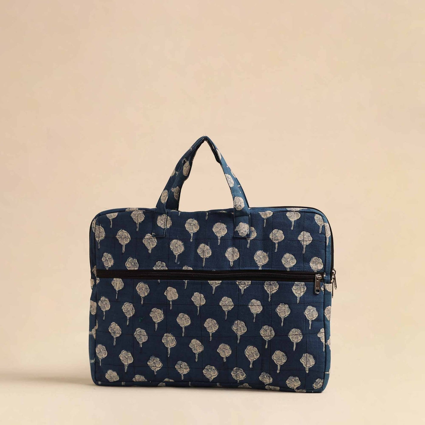 Blue Handmade Quilted Cotton Laptop Bag