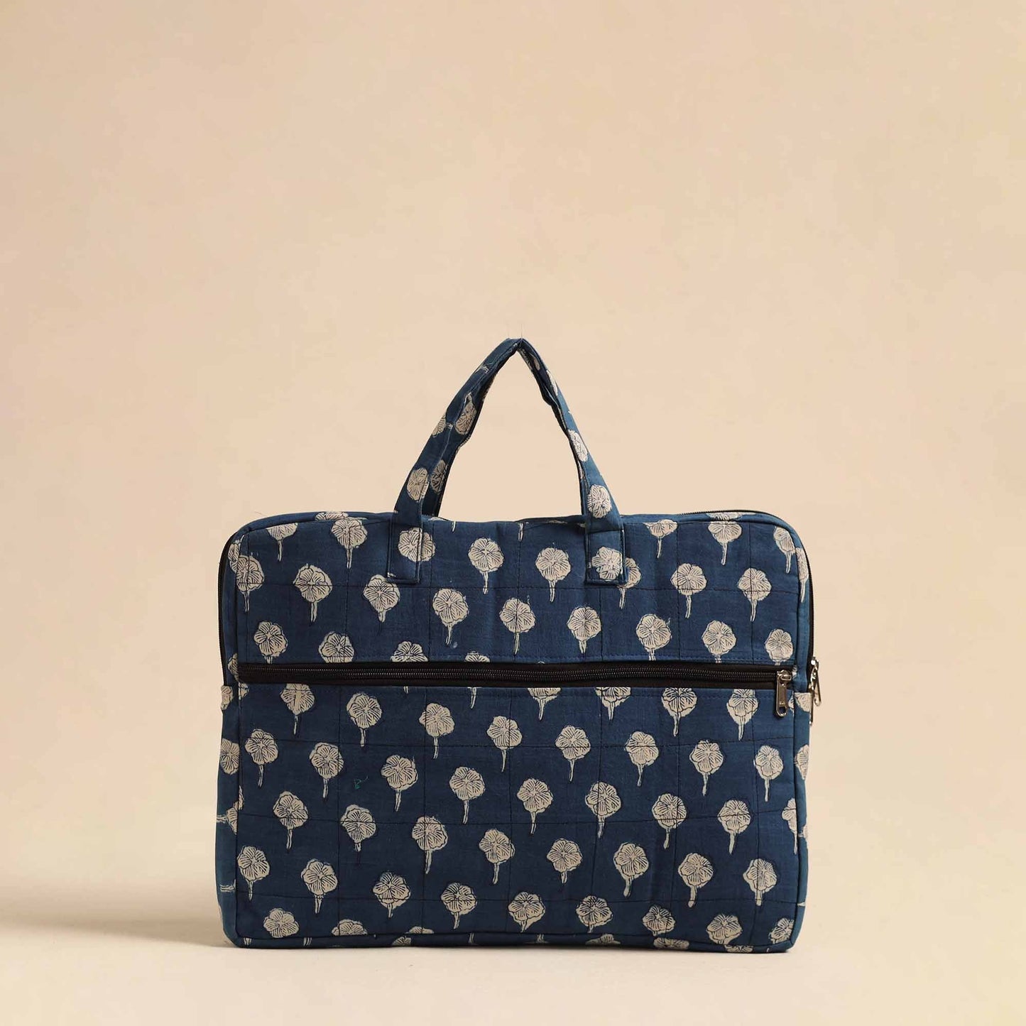Blue Handmade Quilted Cotton Laptop Bag