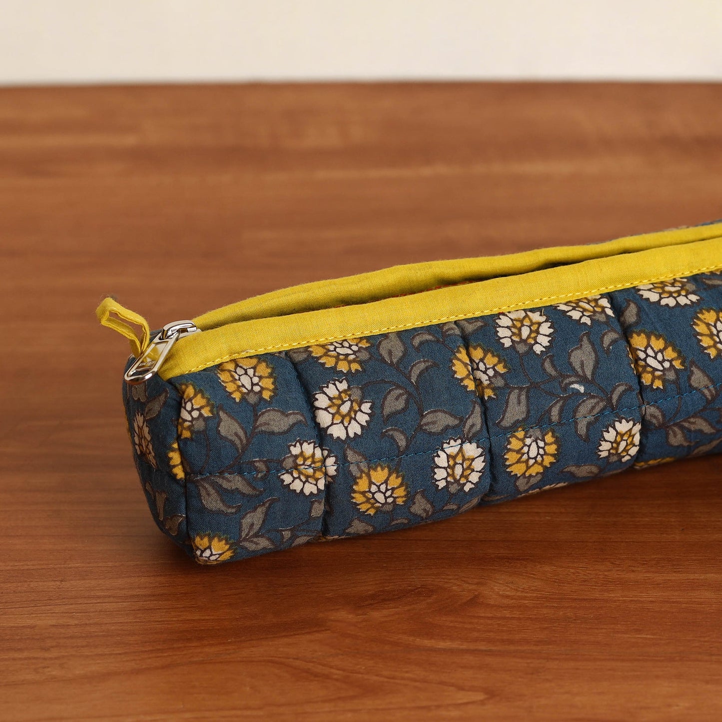 Blue Handmade Quilted Cotton Pencil Pouch