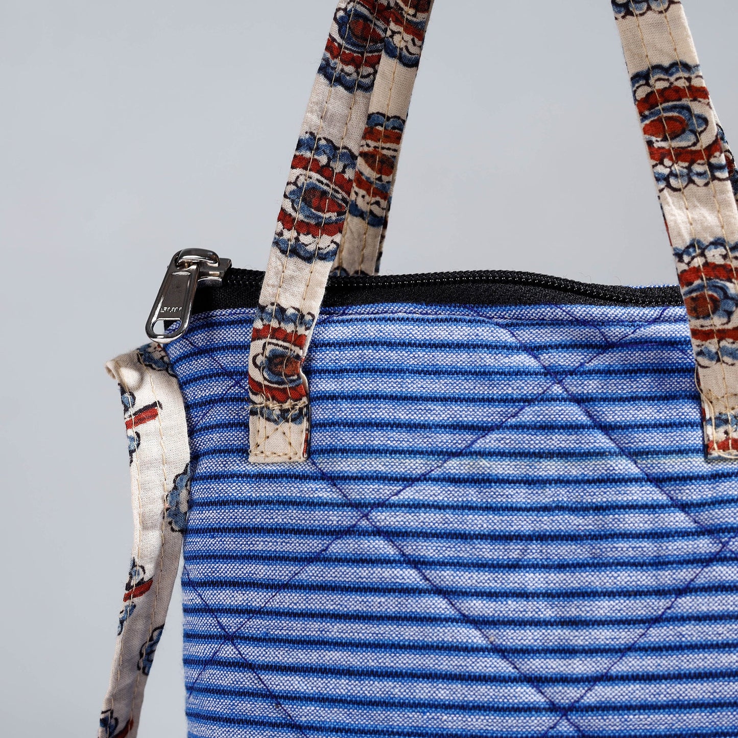 Blue Handmade Quilted Cotton Sling Bag 01