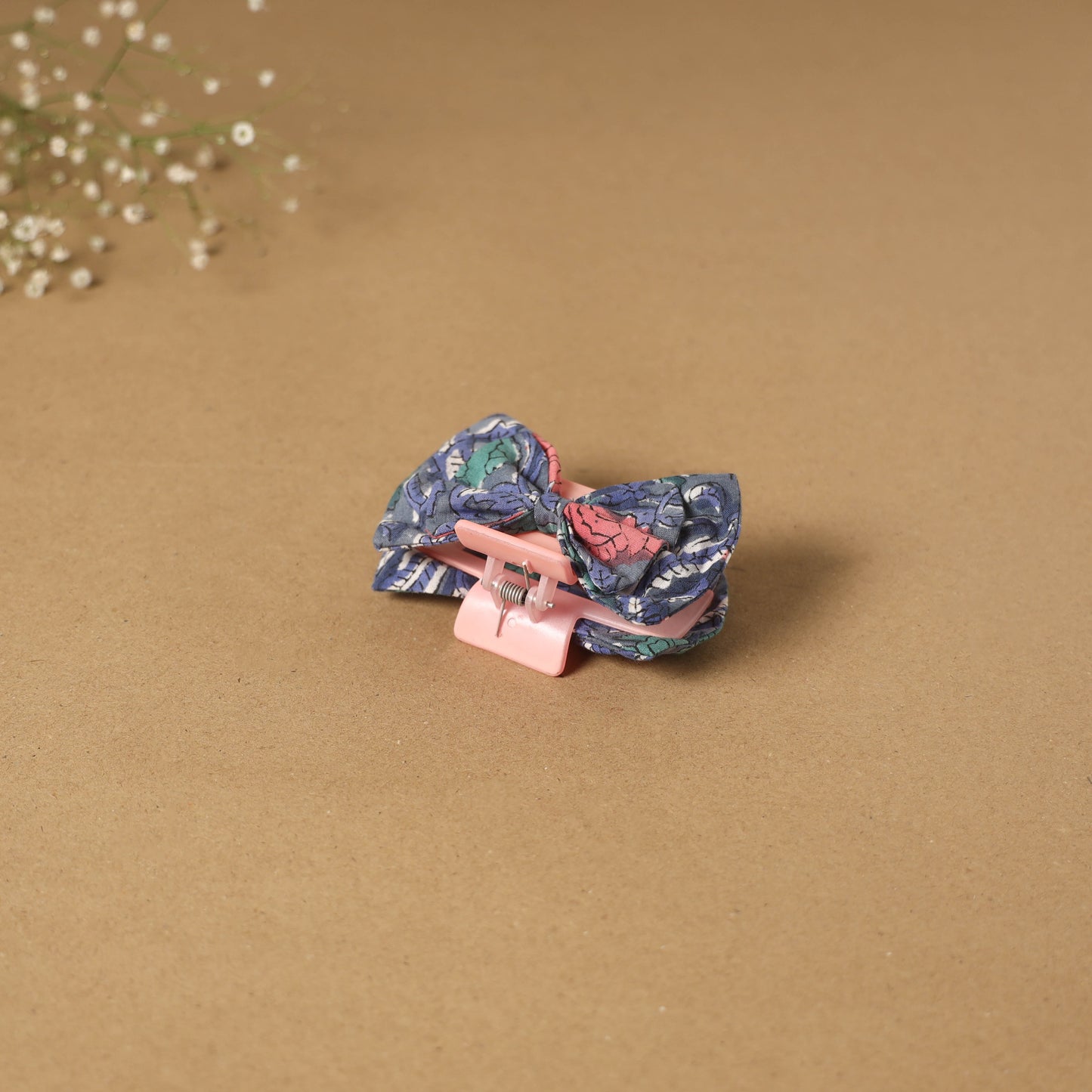 Blue - handmade women’s bow hair claw clip 03 - handcrafted