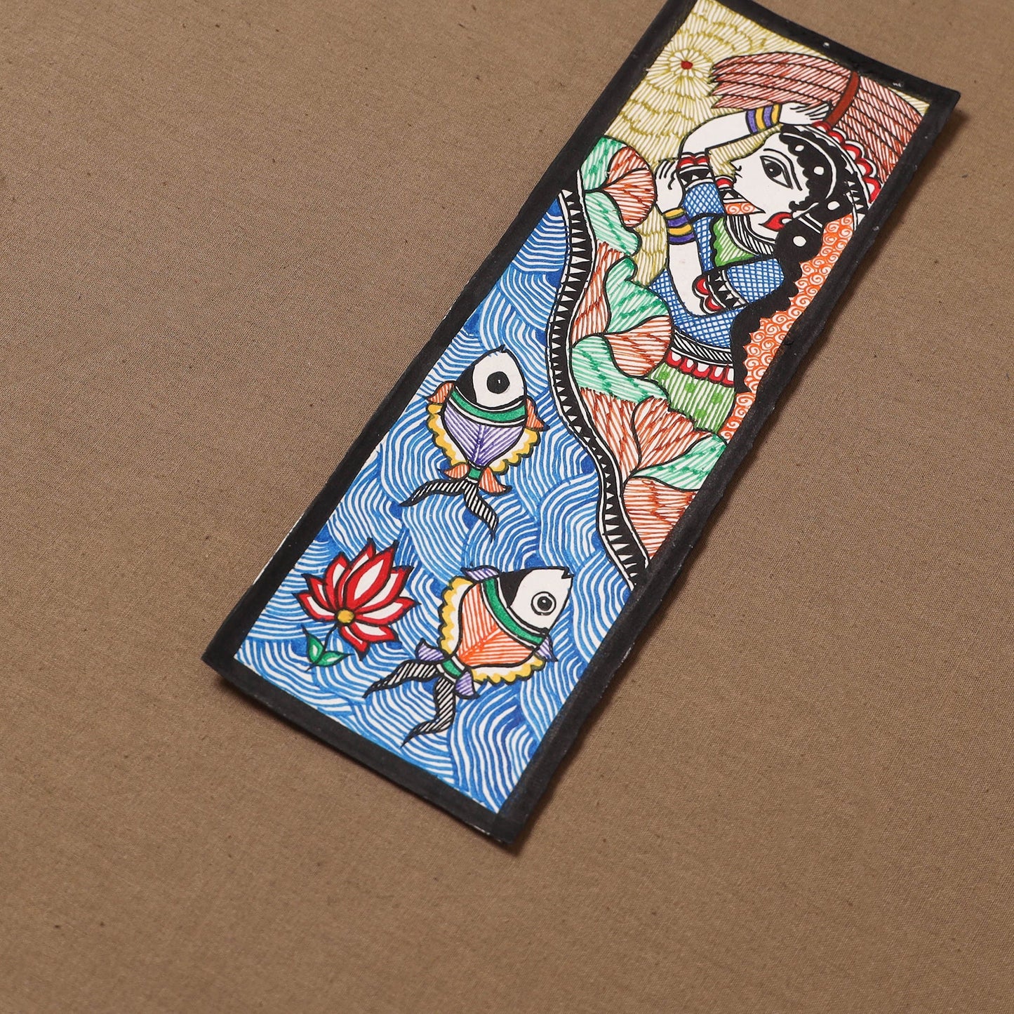 Handpainted madhubani painting by hira devi (11 x 3 in) 80