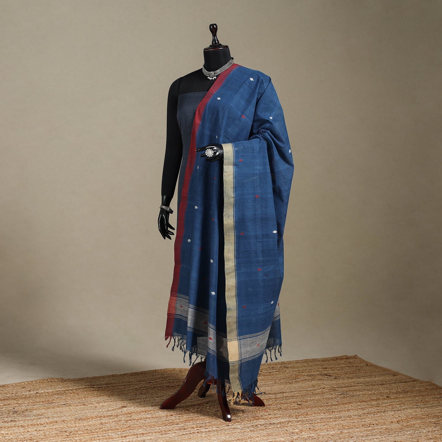 Peach - handspun handloom buti natural dyed cotton