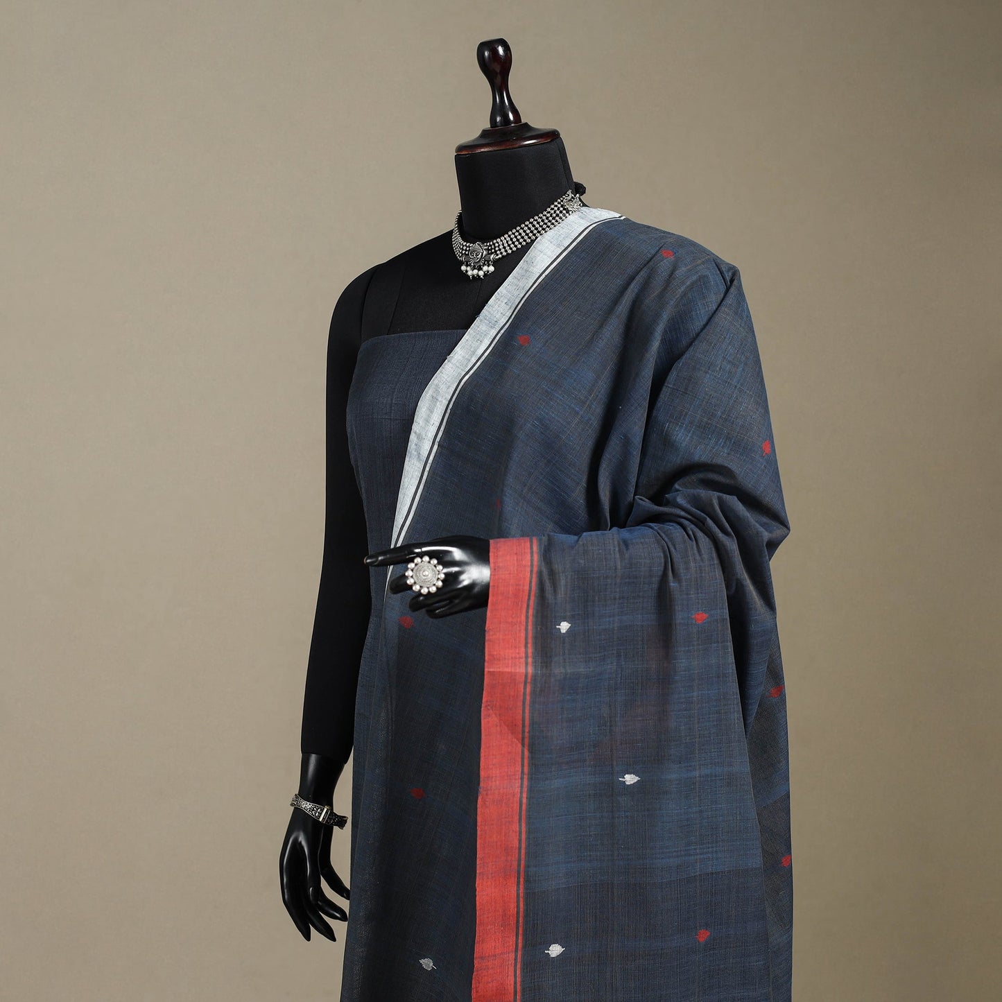 Peach - handspun handloom buti natural dyed cotton