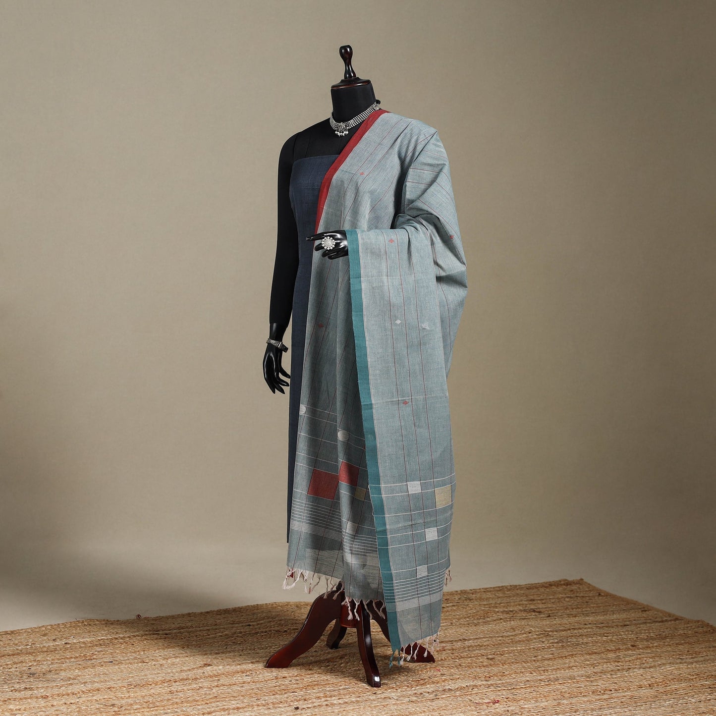 Peach - handspun handloom buti natural dyed cotton