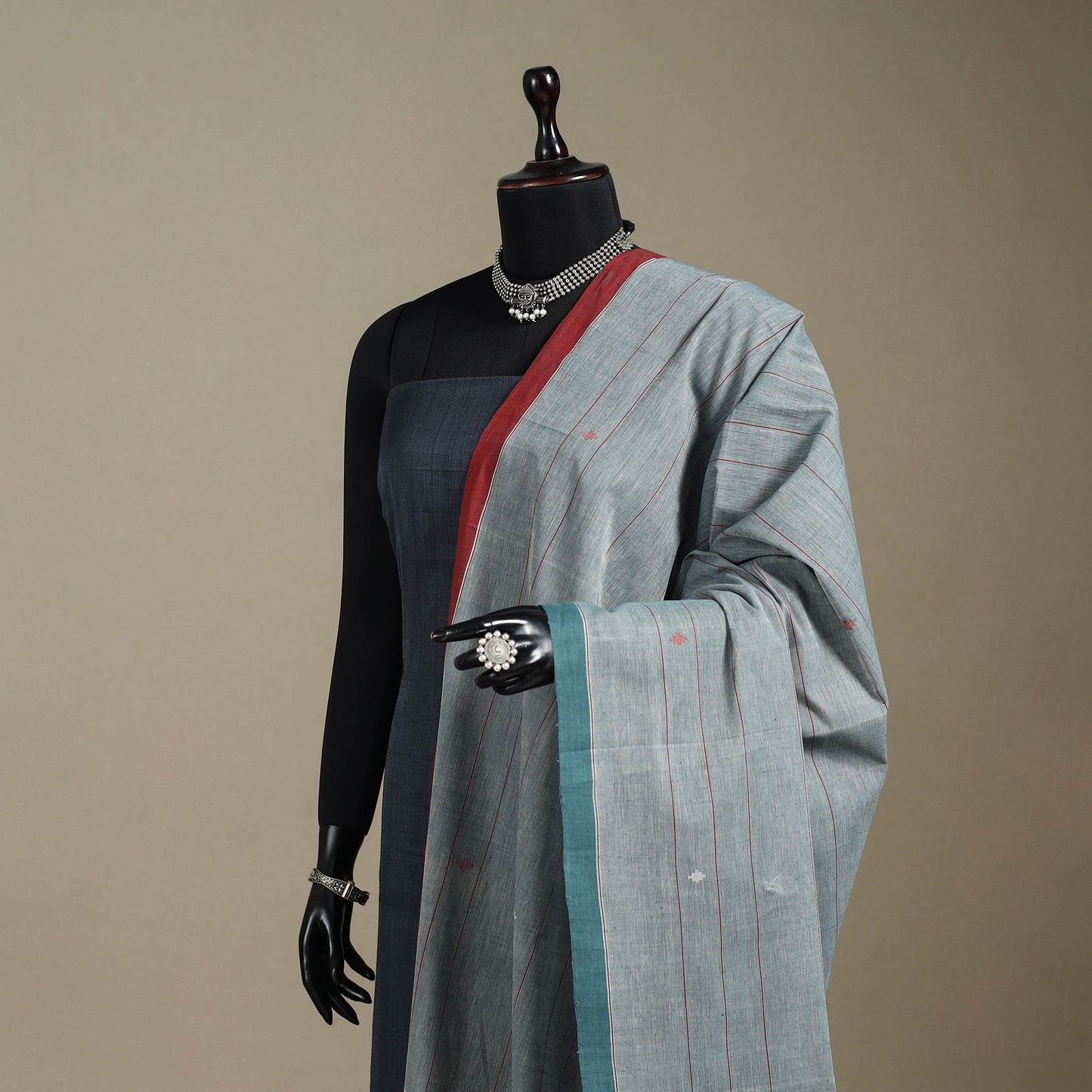 Peach - handspun handloom buti natural dyed cotton