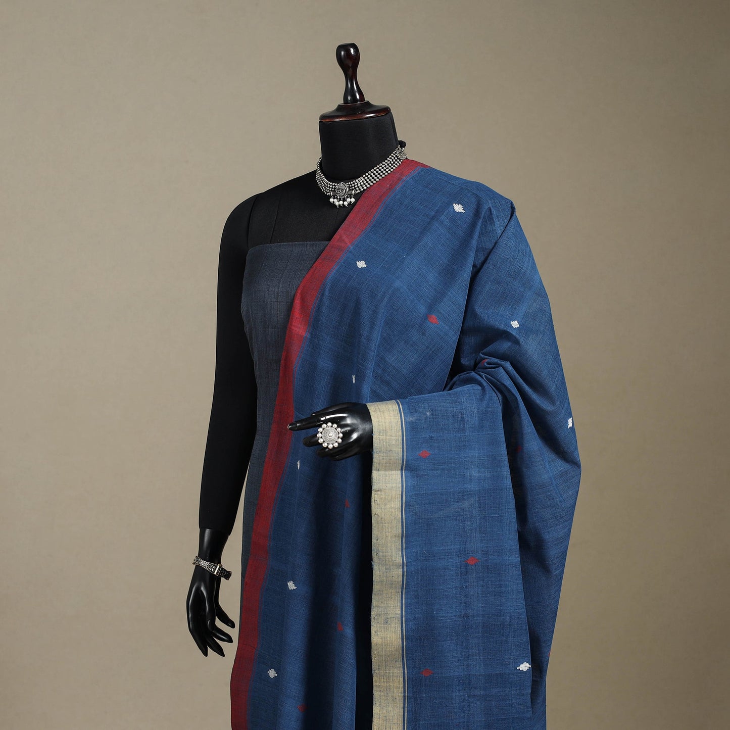 Peach - handspun handloom buti natural dyed cotton