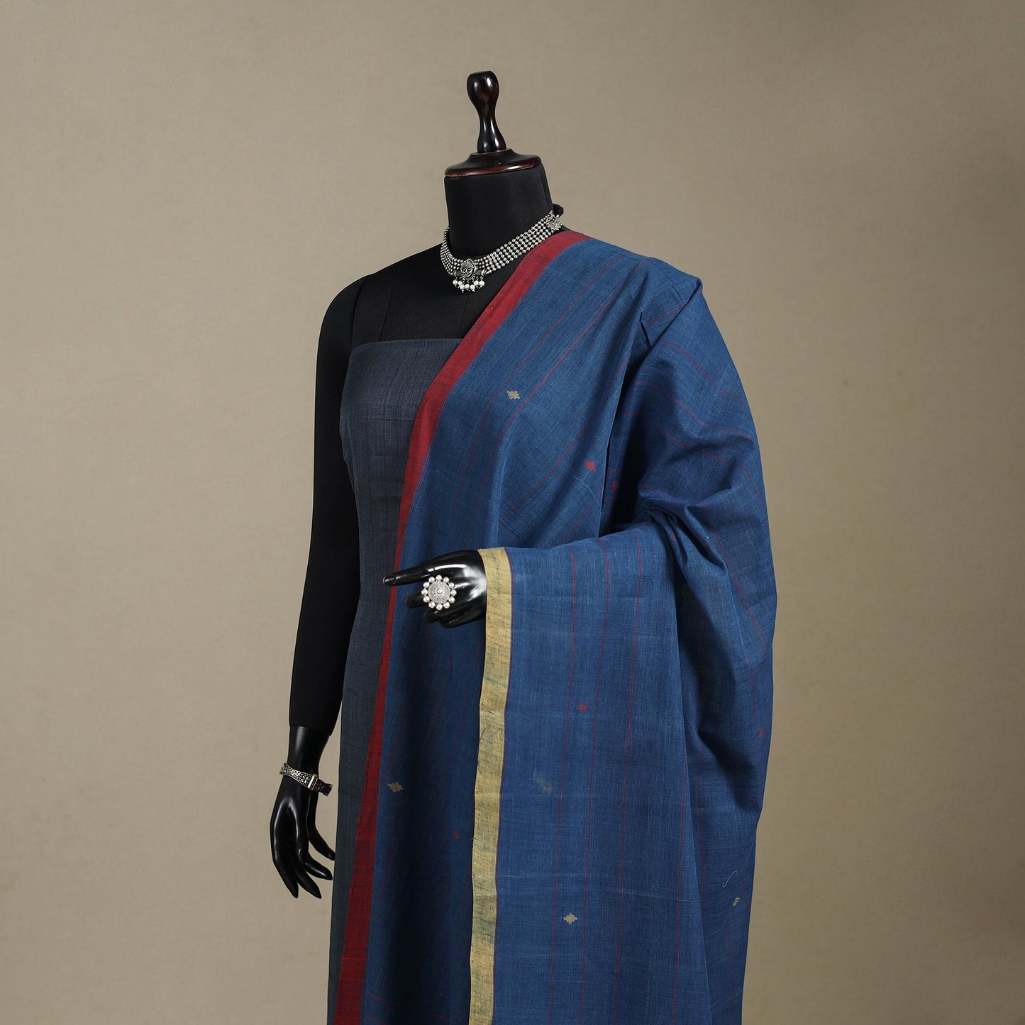 Peach - handspun handloom buti natural dyed cotton