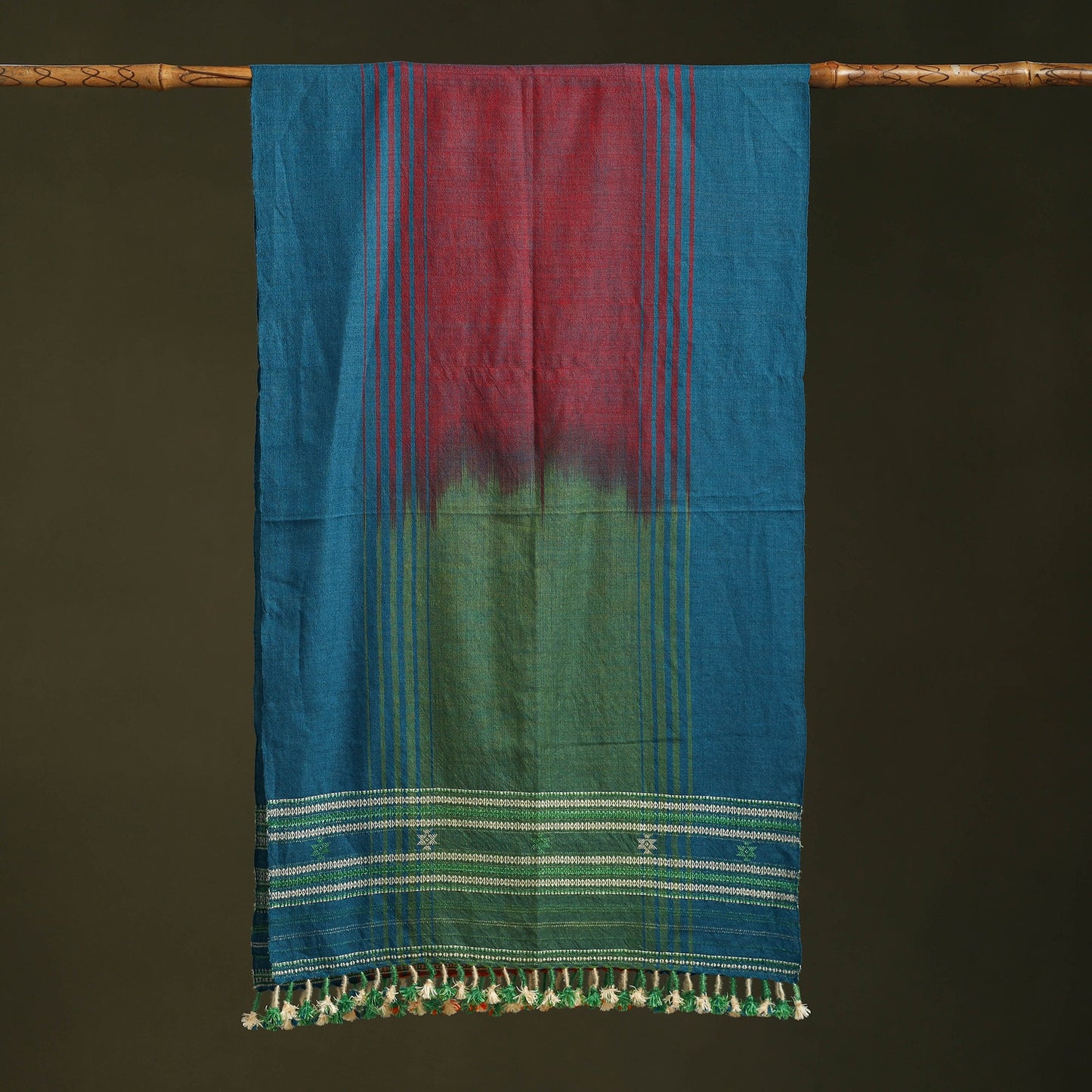 Blue - handwoven merino wool kutch bhujodi stole 28