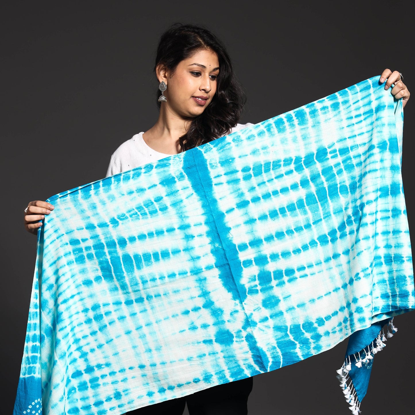 Handwoven Tie-Dye Merino Wool Shibori & Bandhani stole
