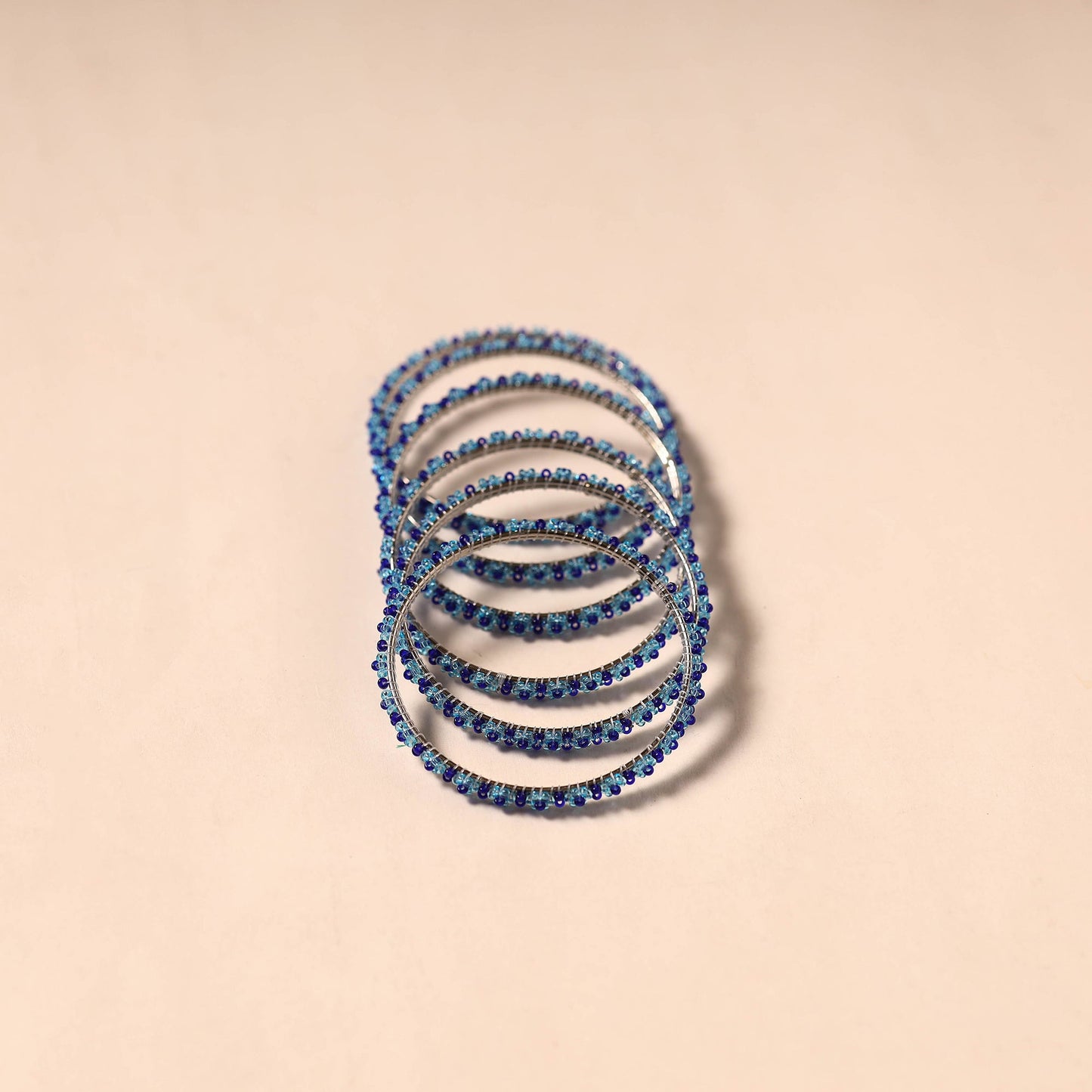 Blue - hapur flower beadwork bangles by aagaz (set of 6) 13