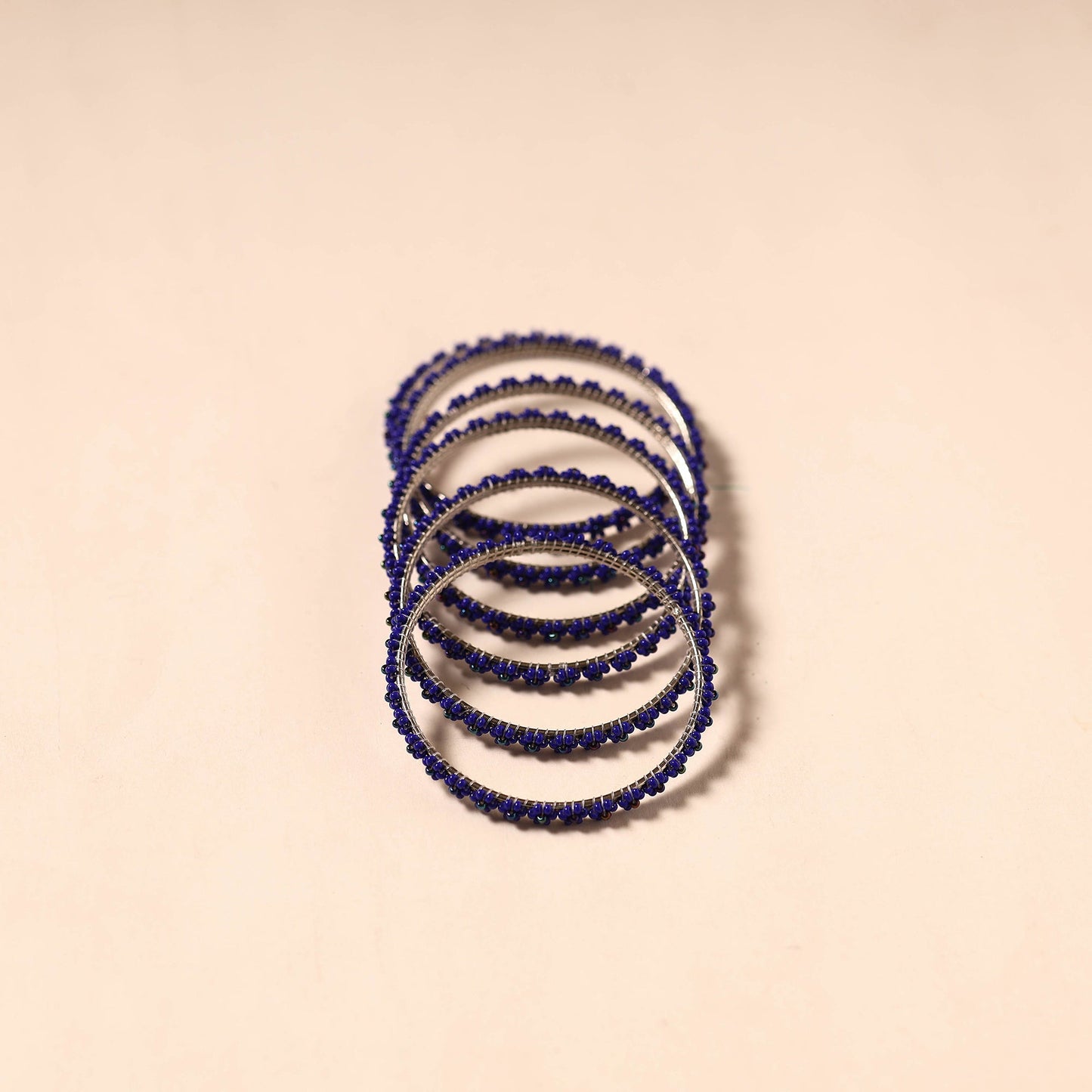 Blue - hapur flower beadwork bangles by aagaz (set of 6) 19