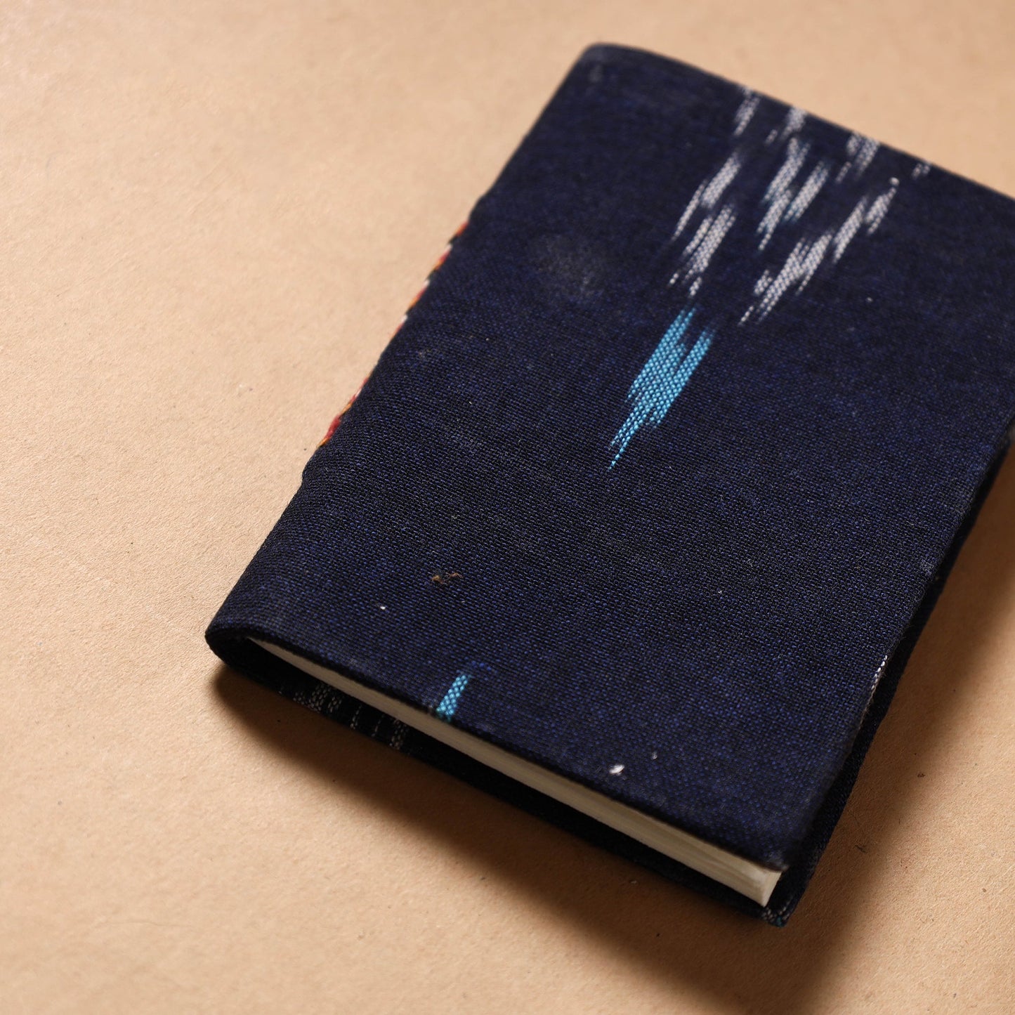 Blue - Ikat Fabric Cover Handmade Paper Notebook (5 x 3.5 in)