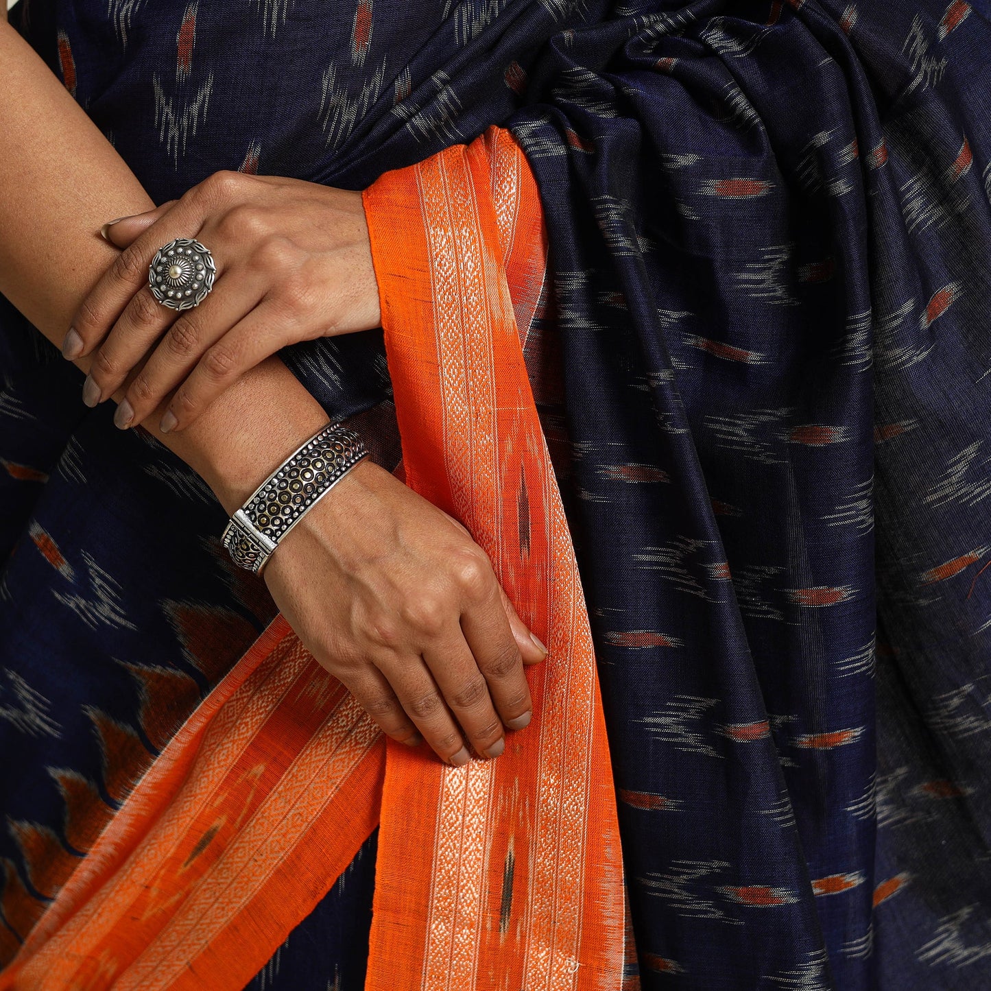 Buy Blue Ikat Handloom Cotton Sambalpuri Saree