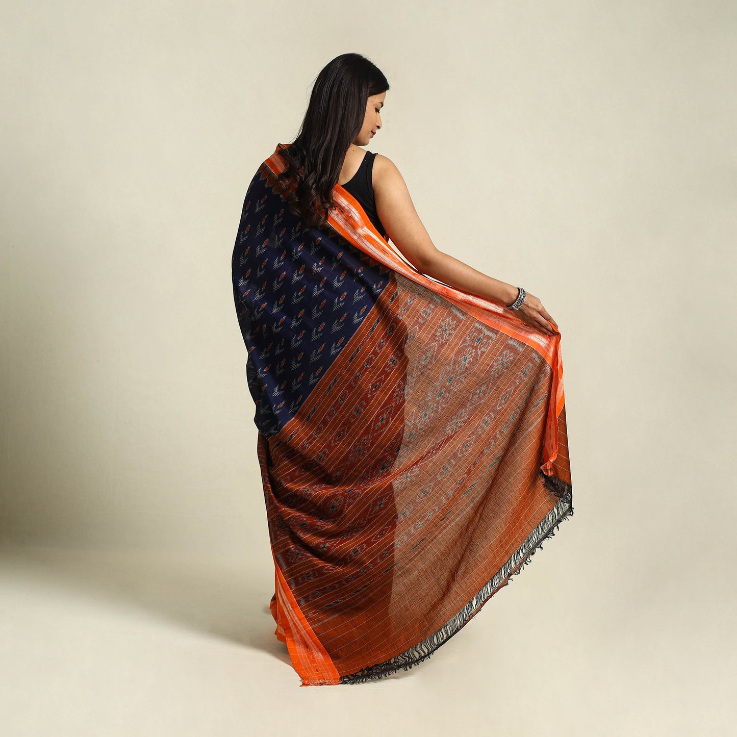 Buy Blue Ikat Handloom Cotton Sambalpuri Saree