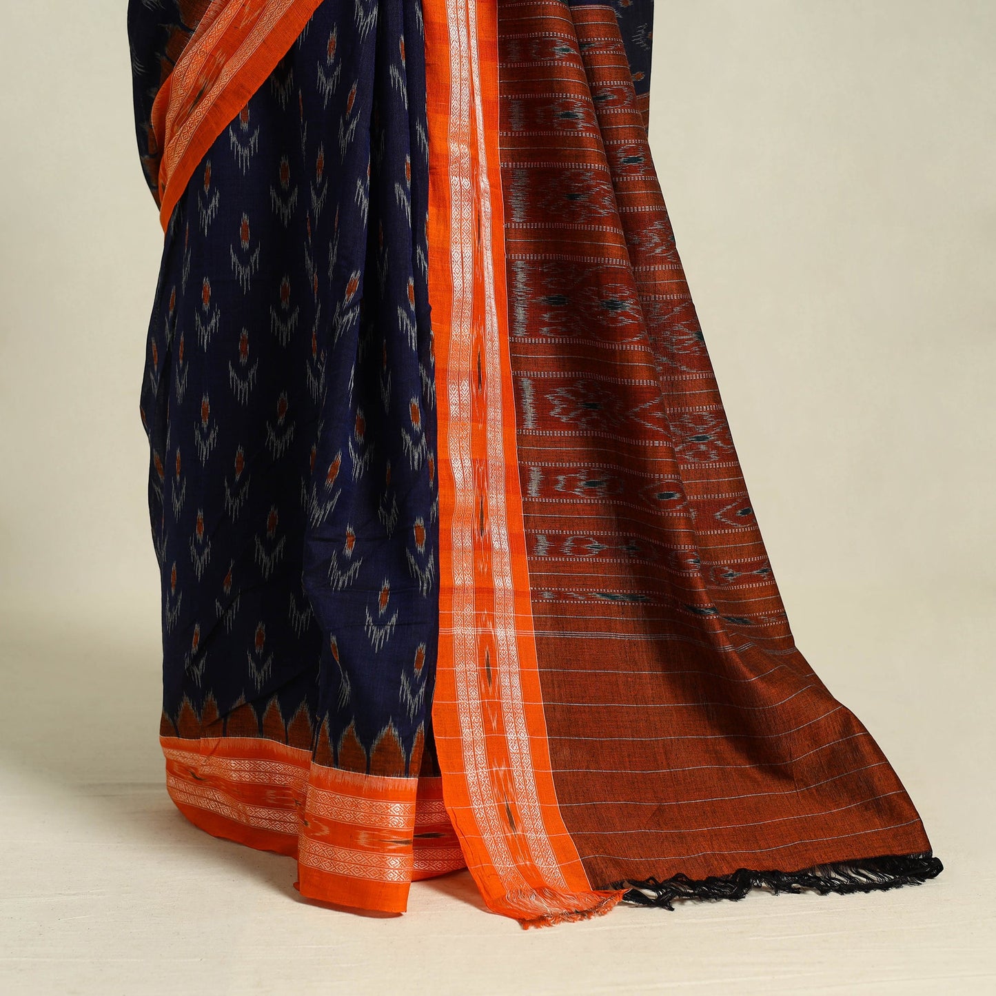 Buy Blue Ikat Handloom Cotton Sambalpuri Saree