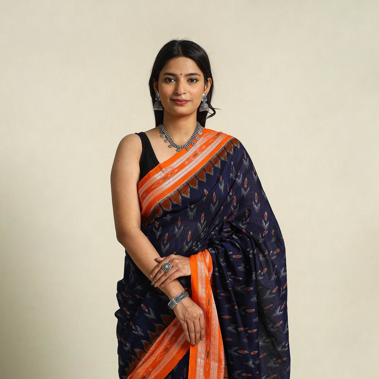 Buy Blue Ikat Handloom Cotton Sambalpuri Saree