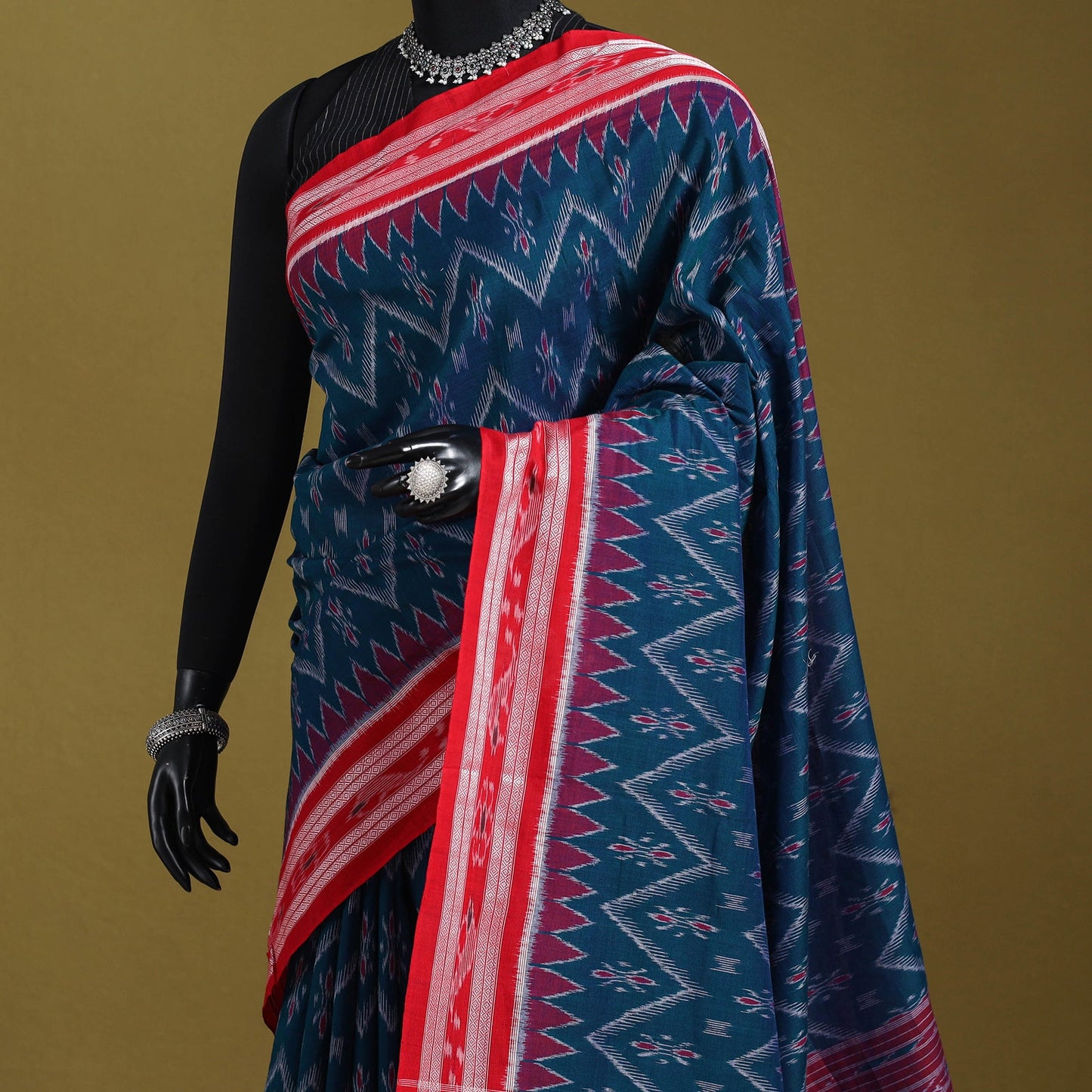 Blue - ikat handloom cotton sambalpuri saree 23
