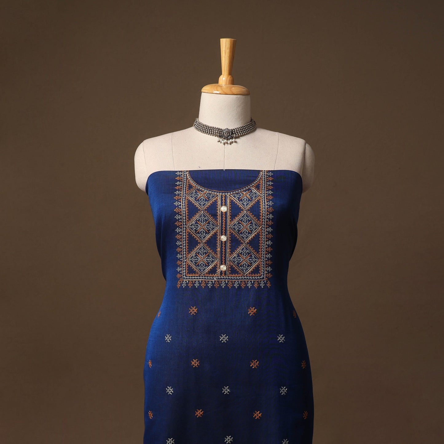 Ilkal kasuti embroidery cotton 3pc unstitched dress