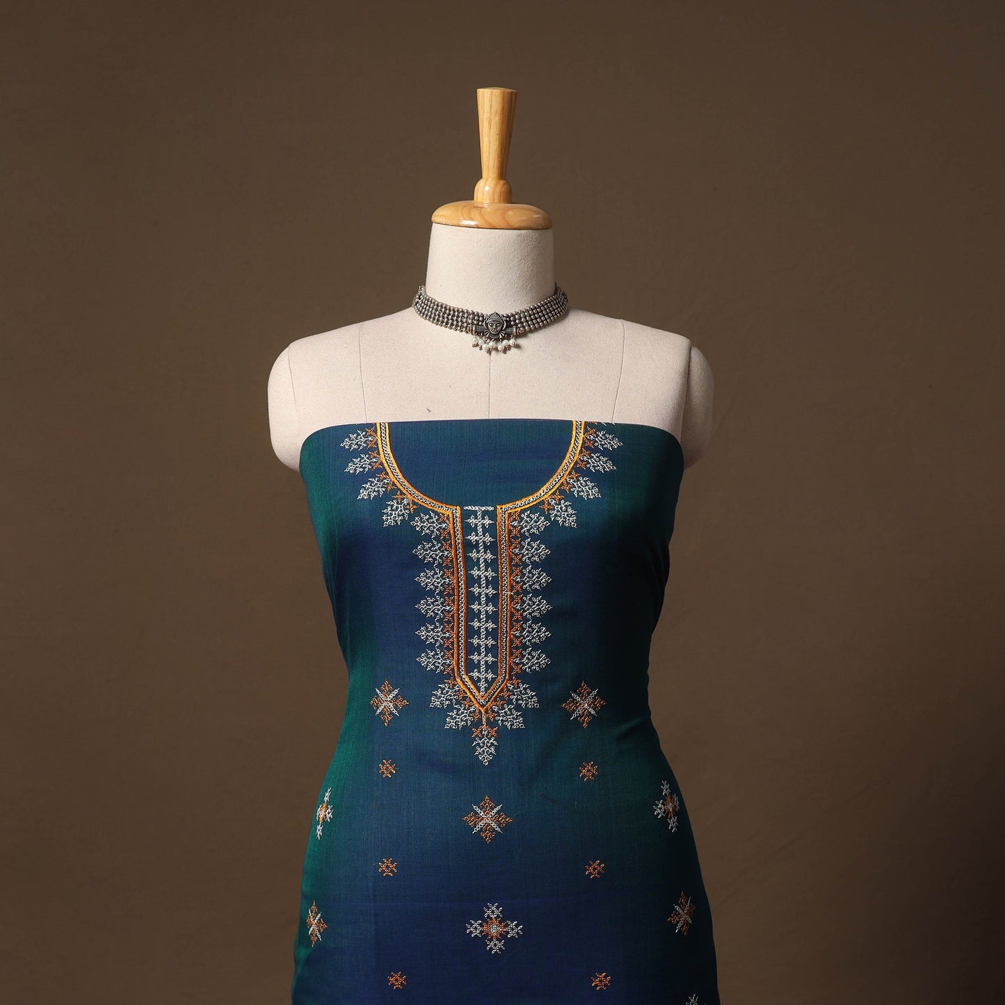 Ilkal kasuti embroidery cotton 3pc unstitched dress