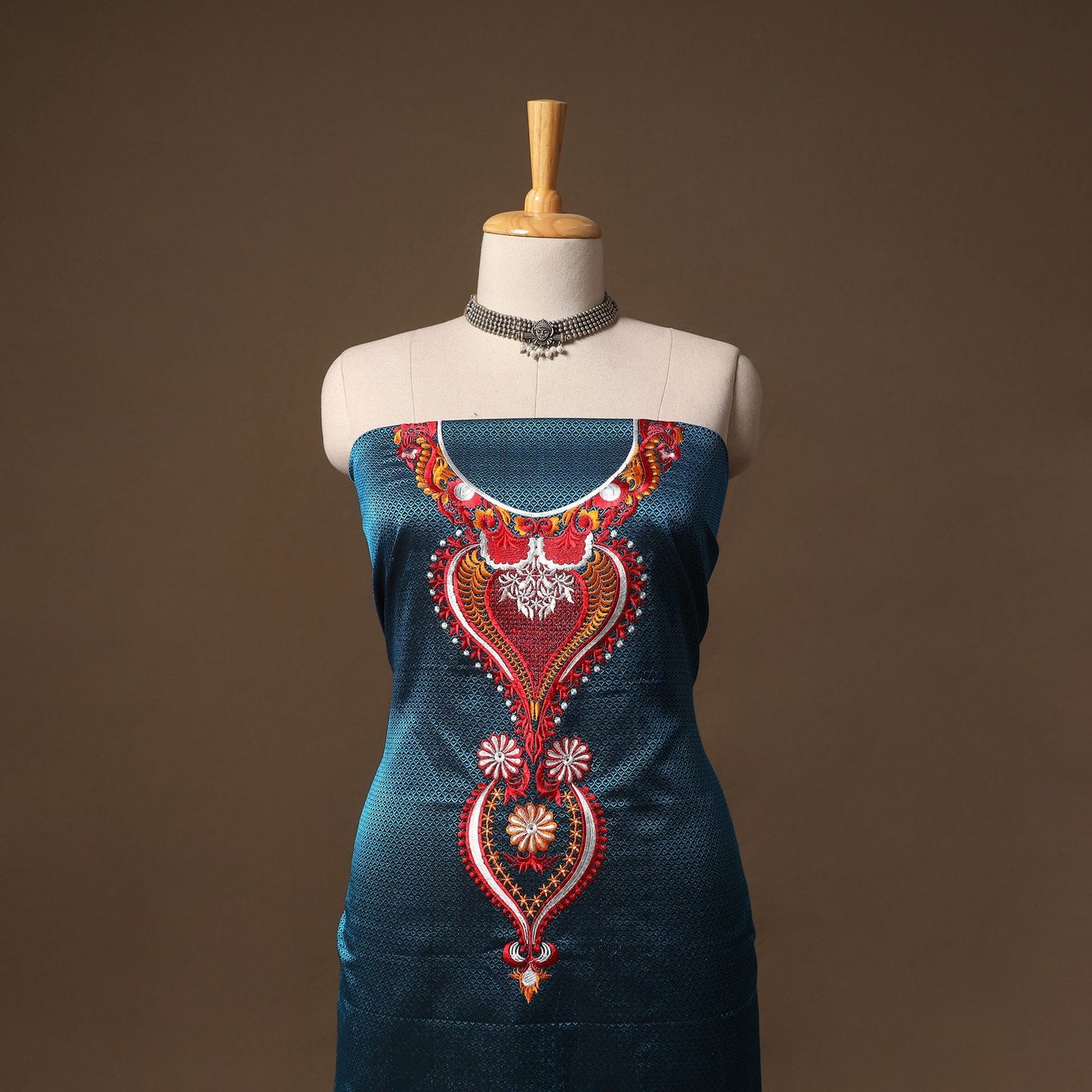 Ilkal kasuti embroidery khun silk 2pc unstitched dress