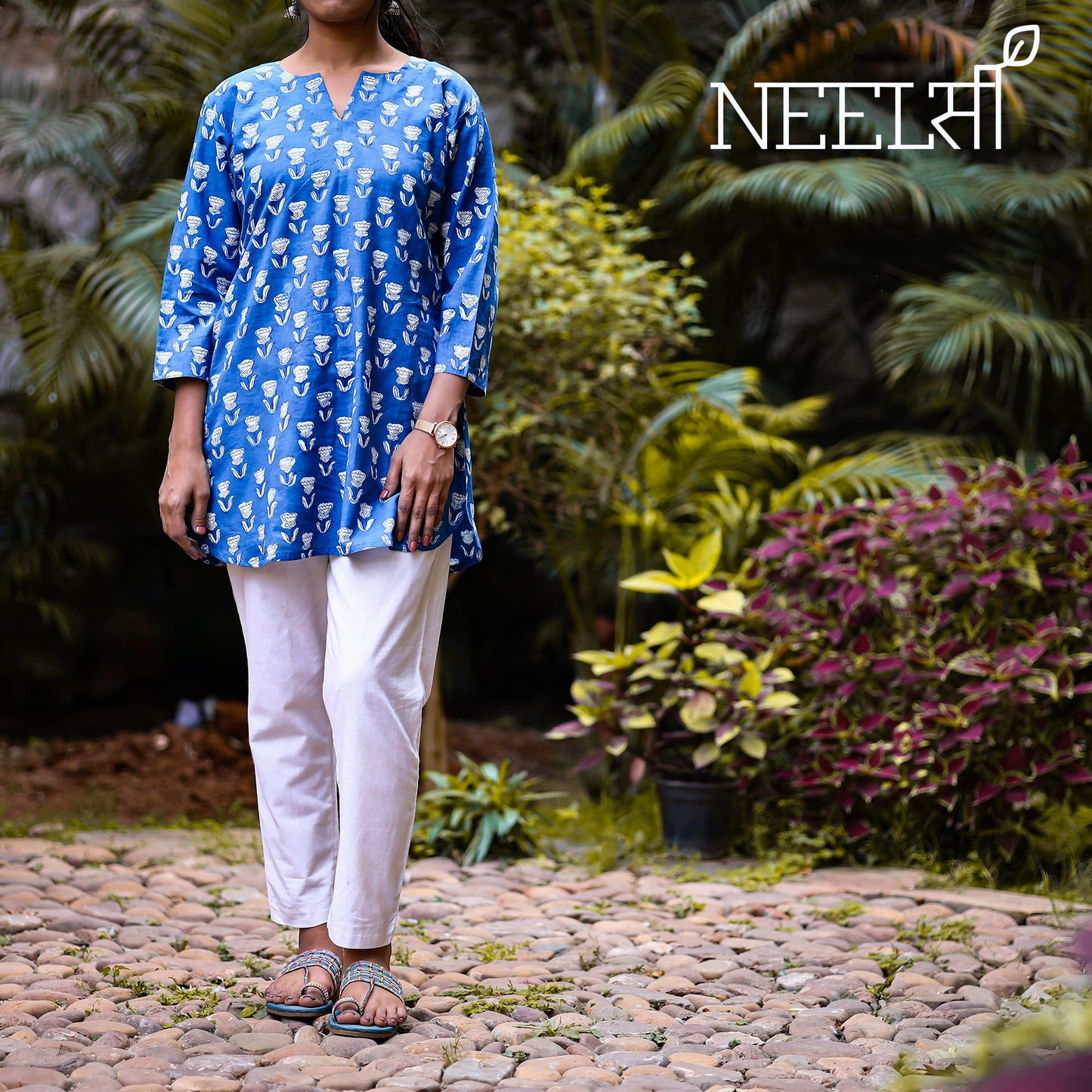 Indigo Dabu Block Printing Kurta