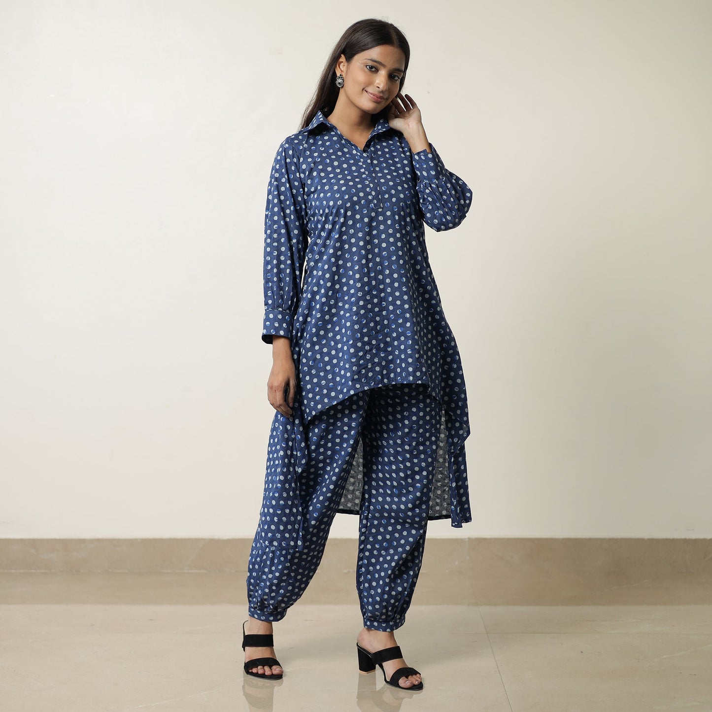 Indigo Hand Block Printed Cotton Co-Ord Set 12 Online at iTokri.com