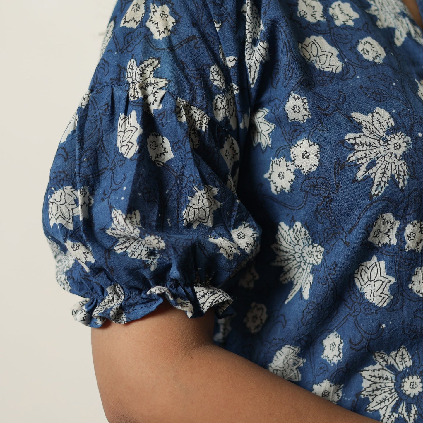 Blue - indigo hand printed cotton co-ord set 01