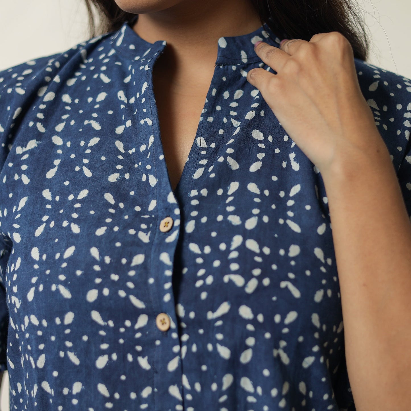 Blue - indigo hand printed cotton co-ord set 04