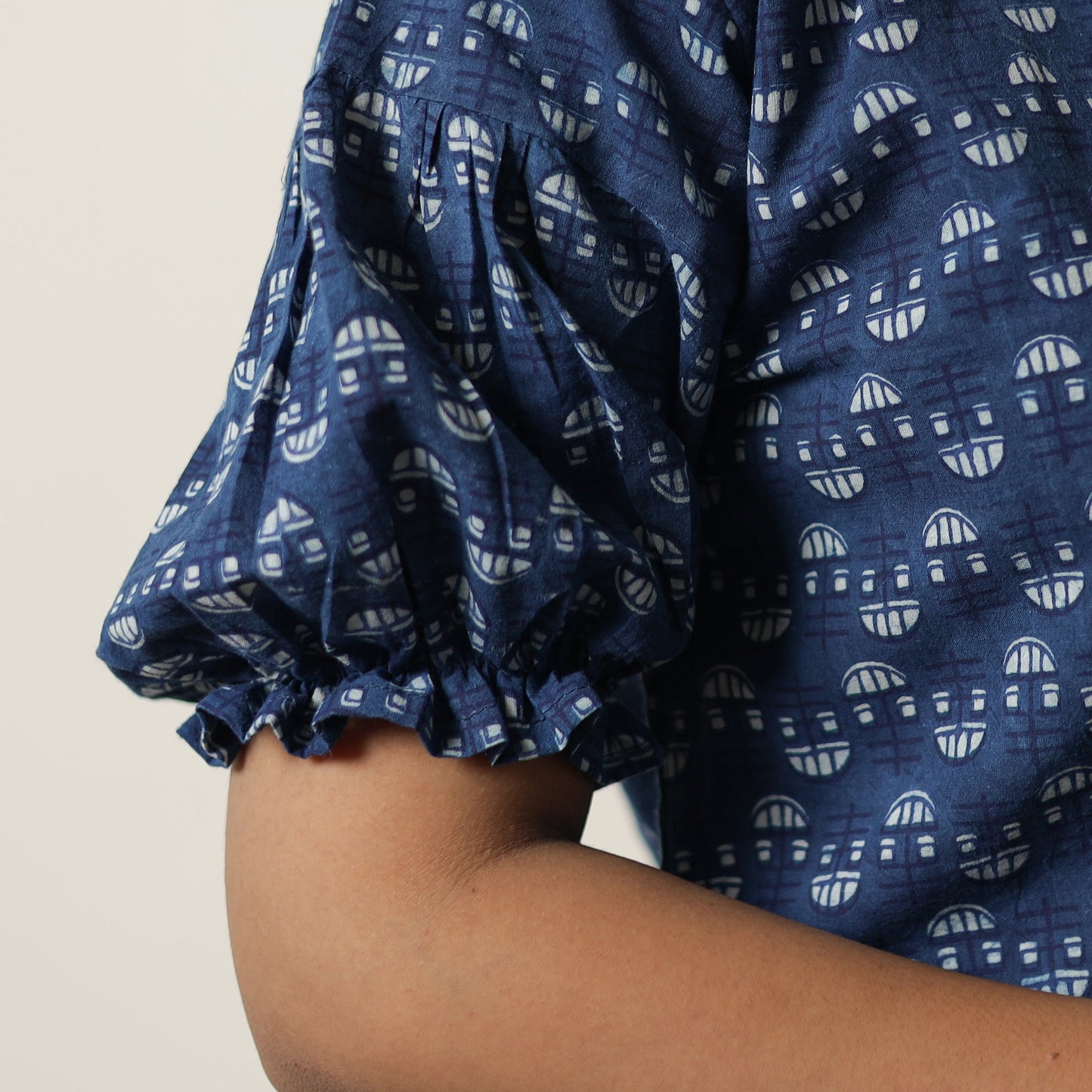 Blue - indigo hand printed cotton co-ord set 05